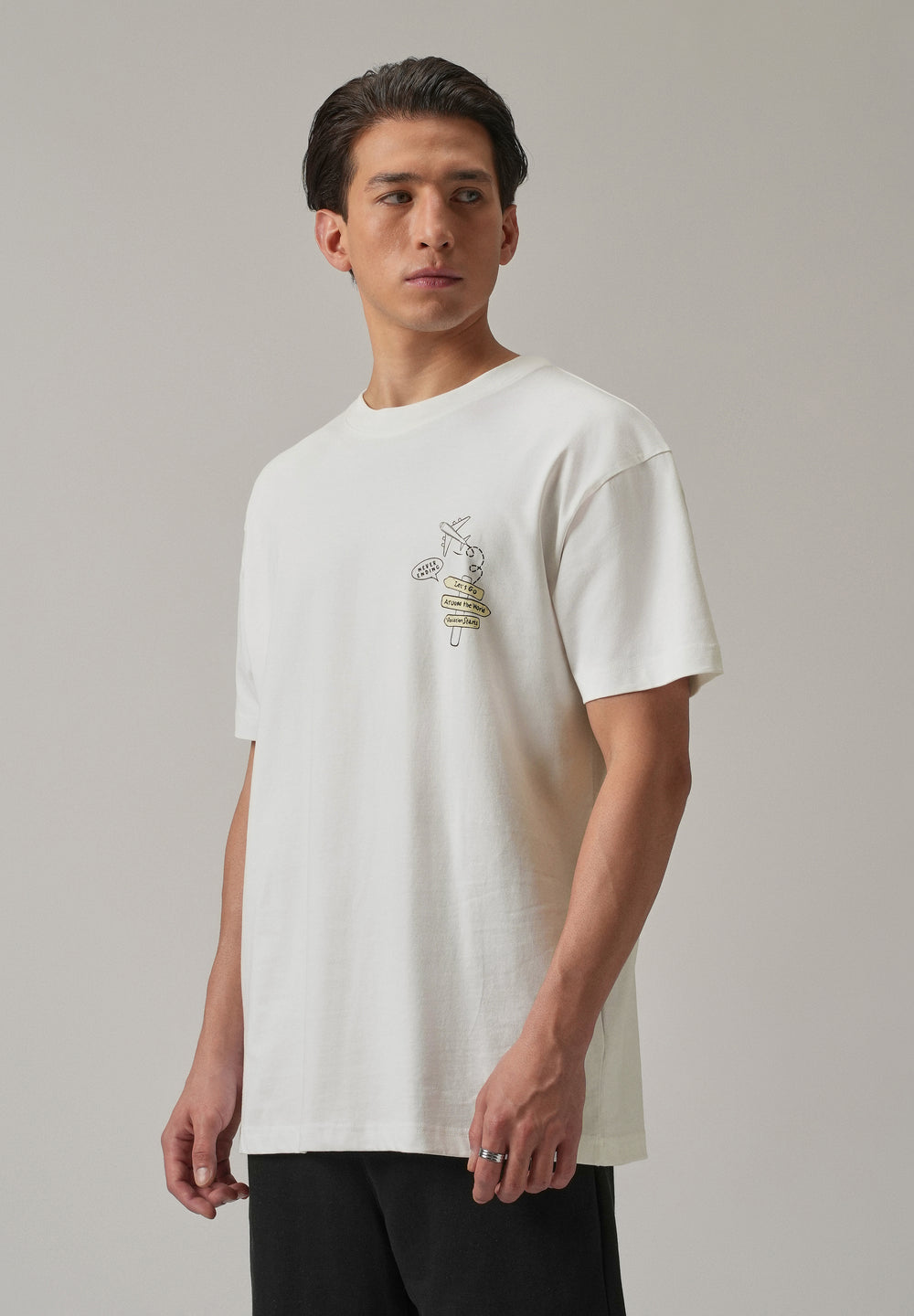 White Back Printed Oversized T-Shirt