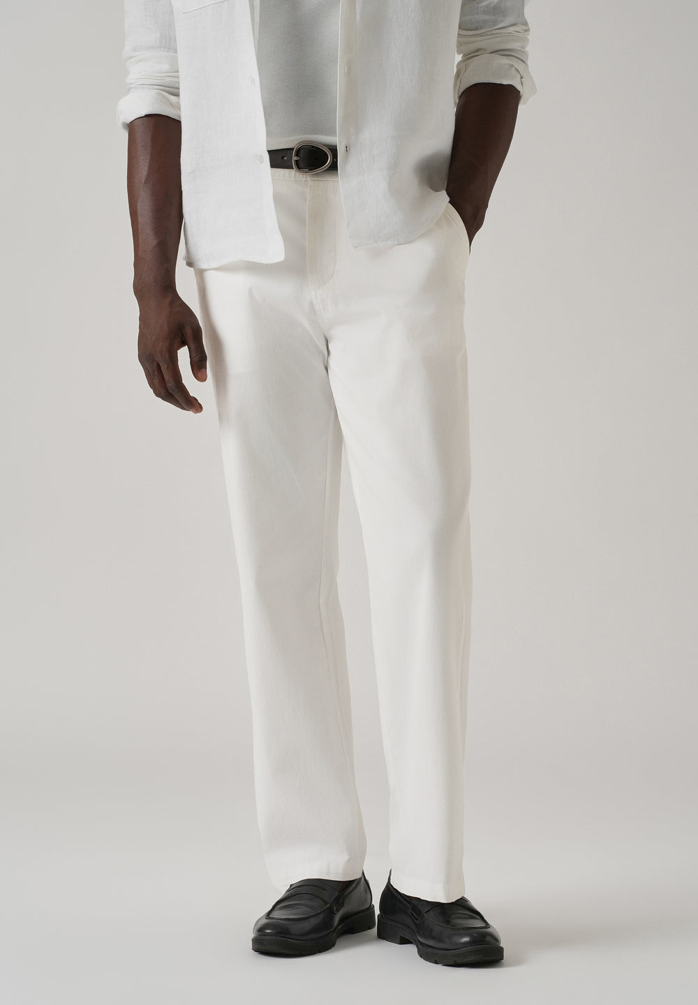 Baggy Fit White Chinos