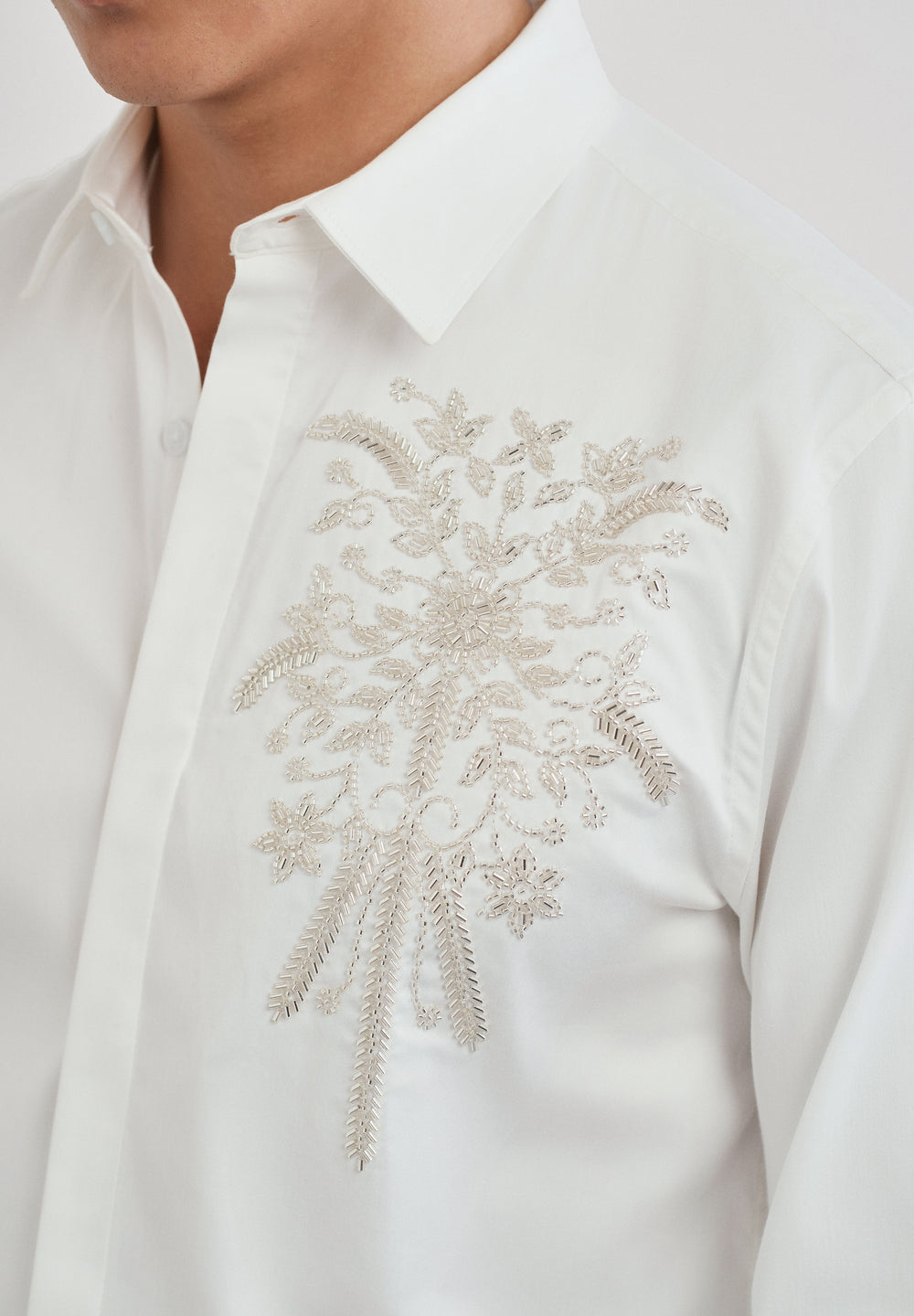 White Beadwork Designer Shirt