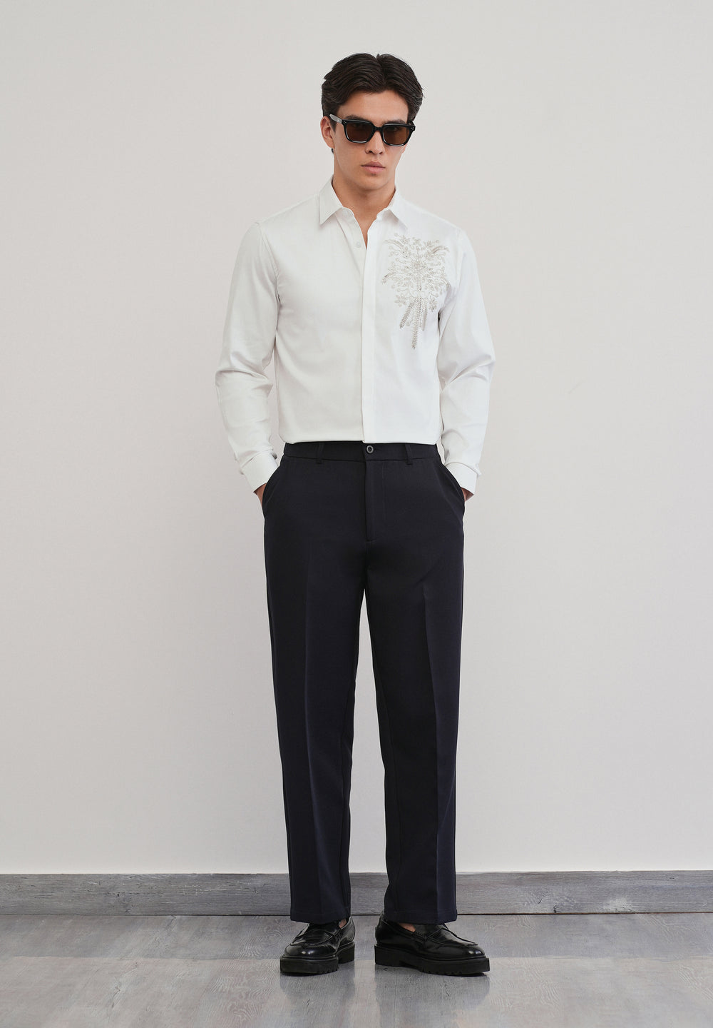 White Beadwork Designer Shirt