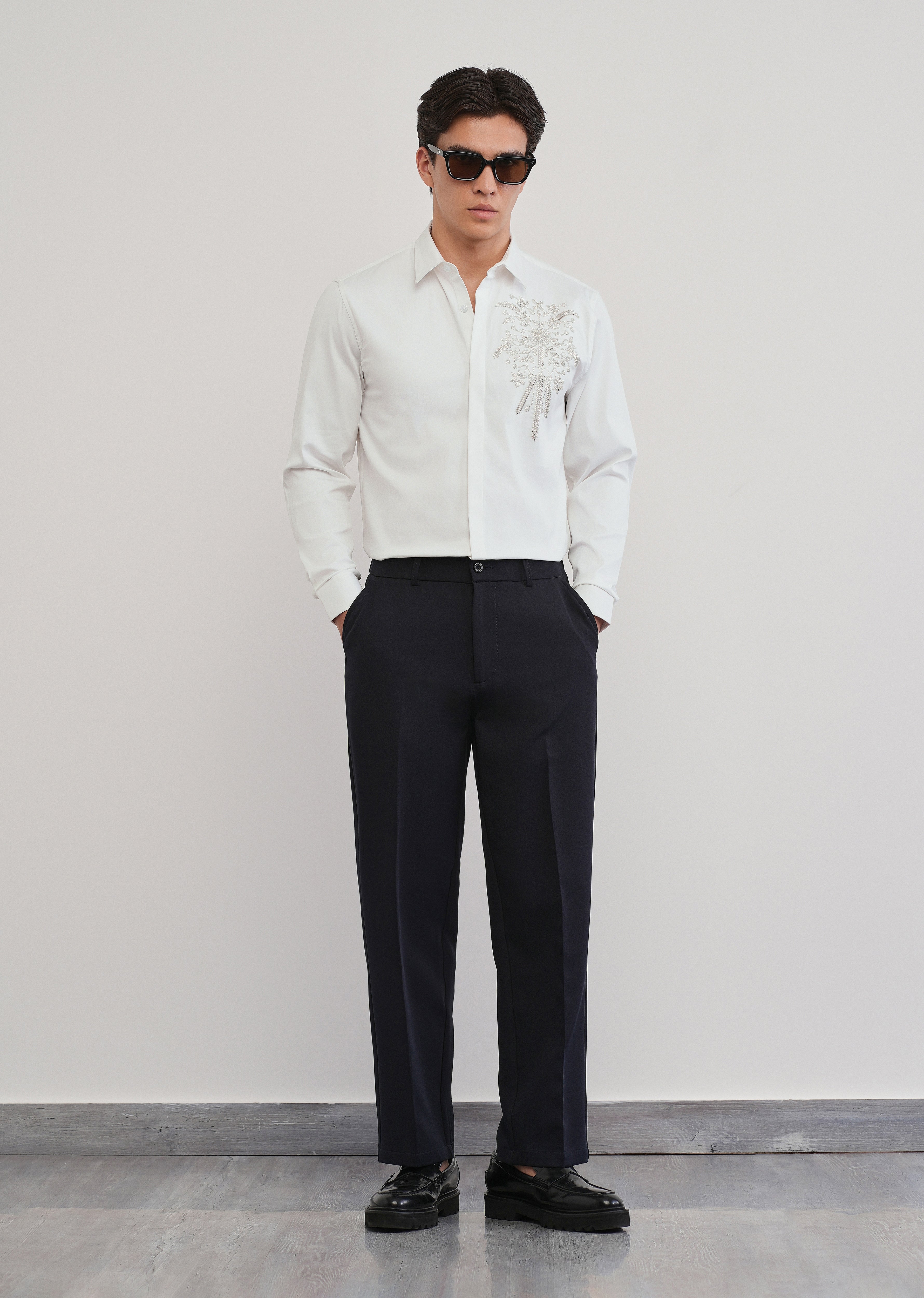 White Beadwork Designer Shirt