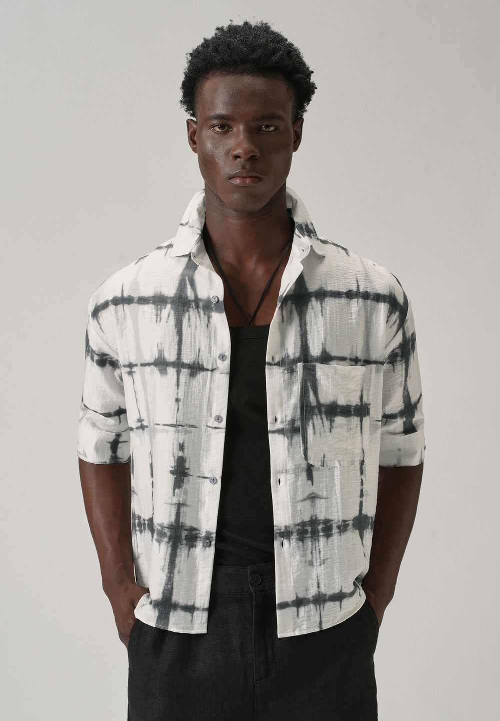White Boxy Fit Tie-Dye Printed Shirt