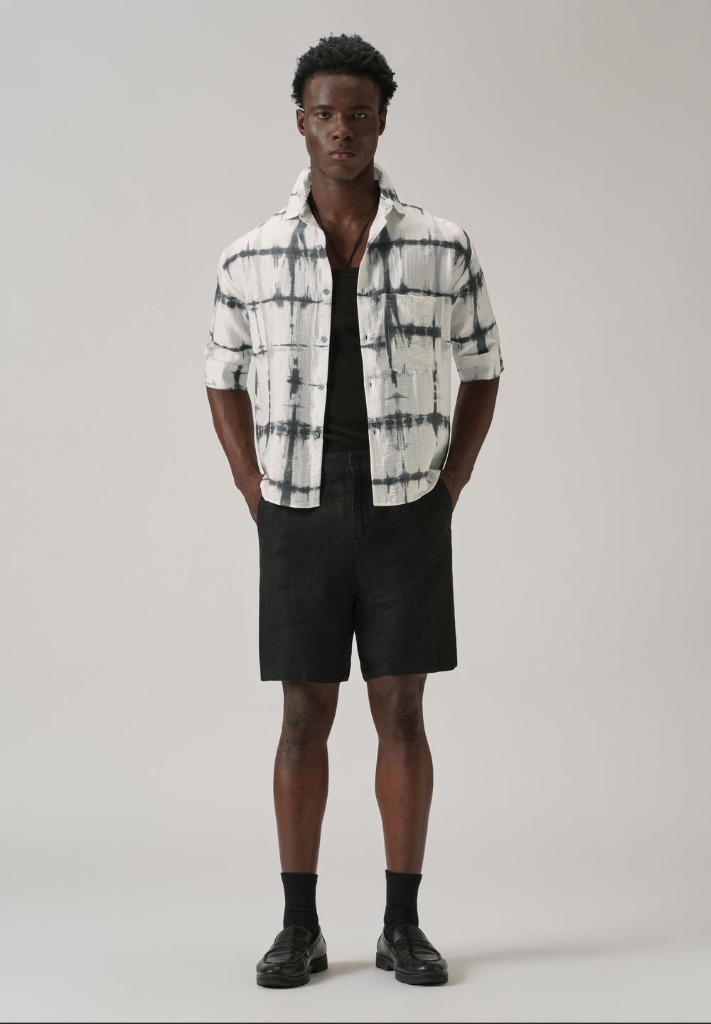 White Boxy Fit Tie-Dye Printed Shirt