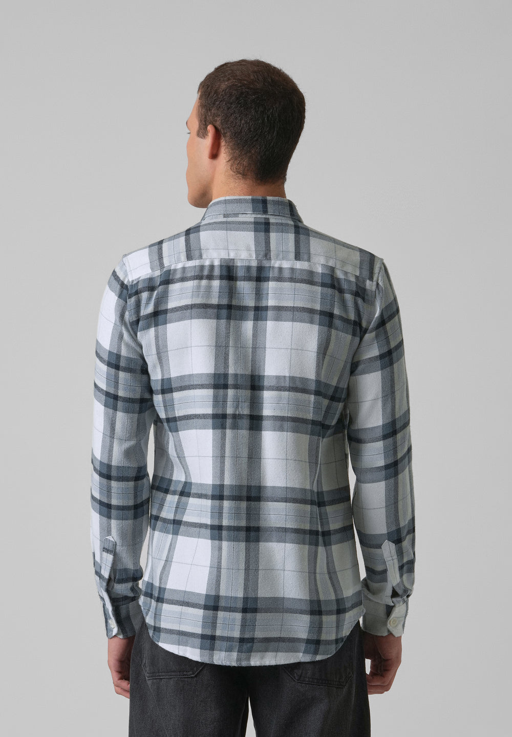 White Brushed Cotton Check Shirt