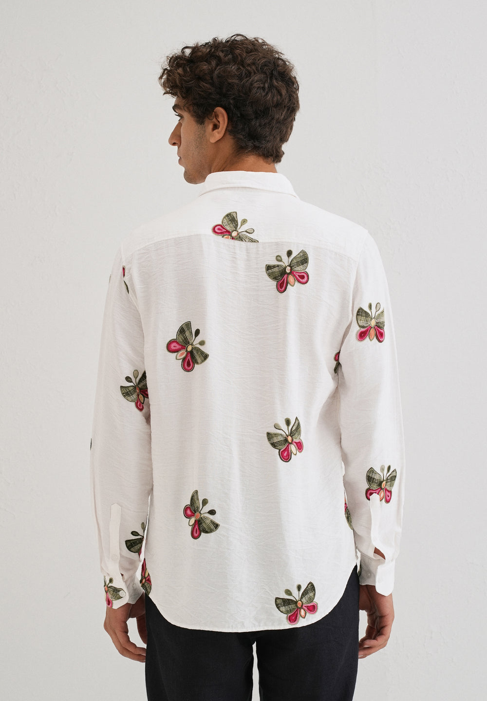 White Butterfly Embroidered Shirt