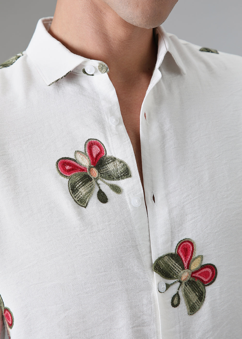 White Butterfly Embroidered Shirt