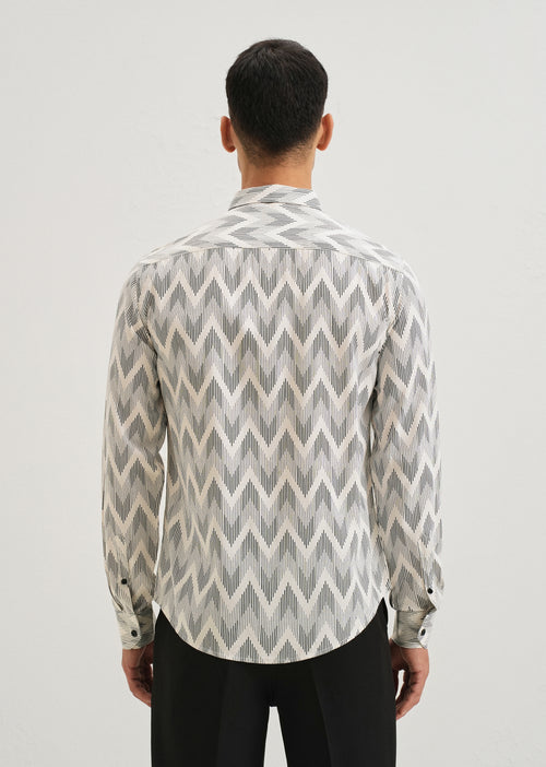 White Chevron Printed Shirt