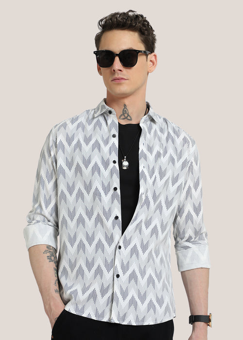 White Chevron Printed Shirt