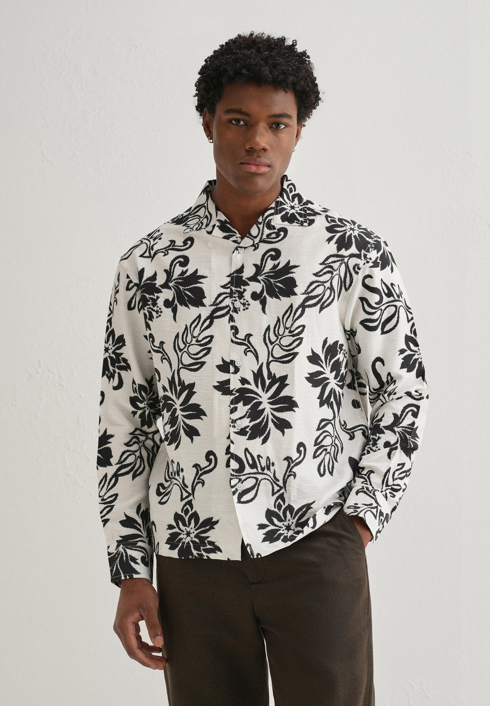 White Classic Floral Printed Shirt