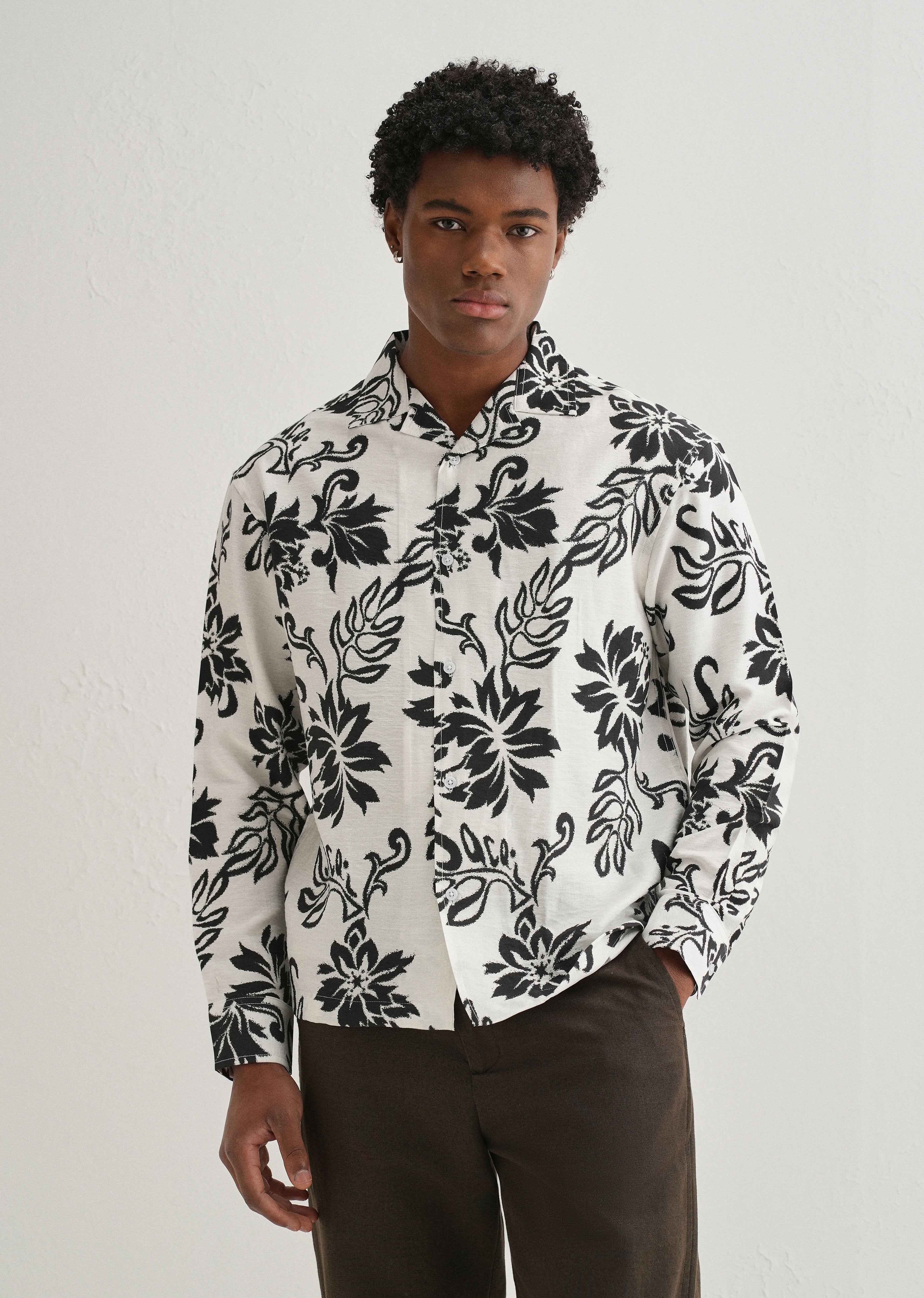 White Classic Floral Printed Shirt