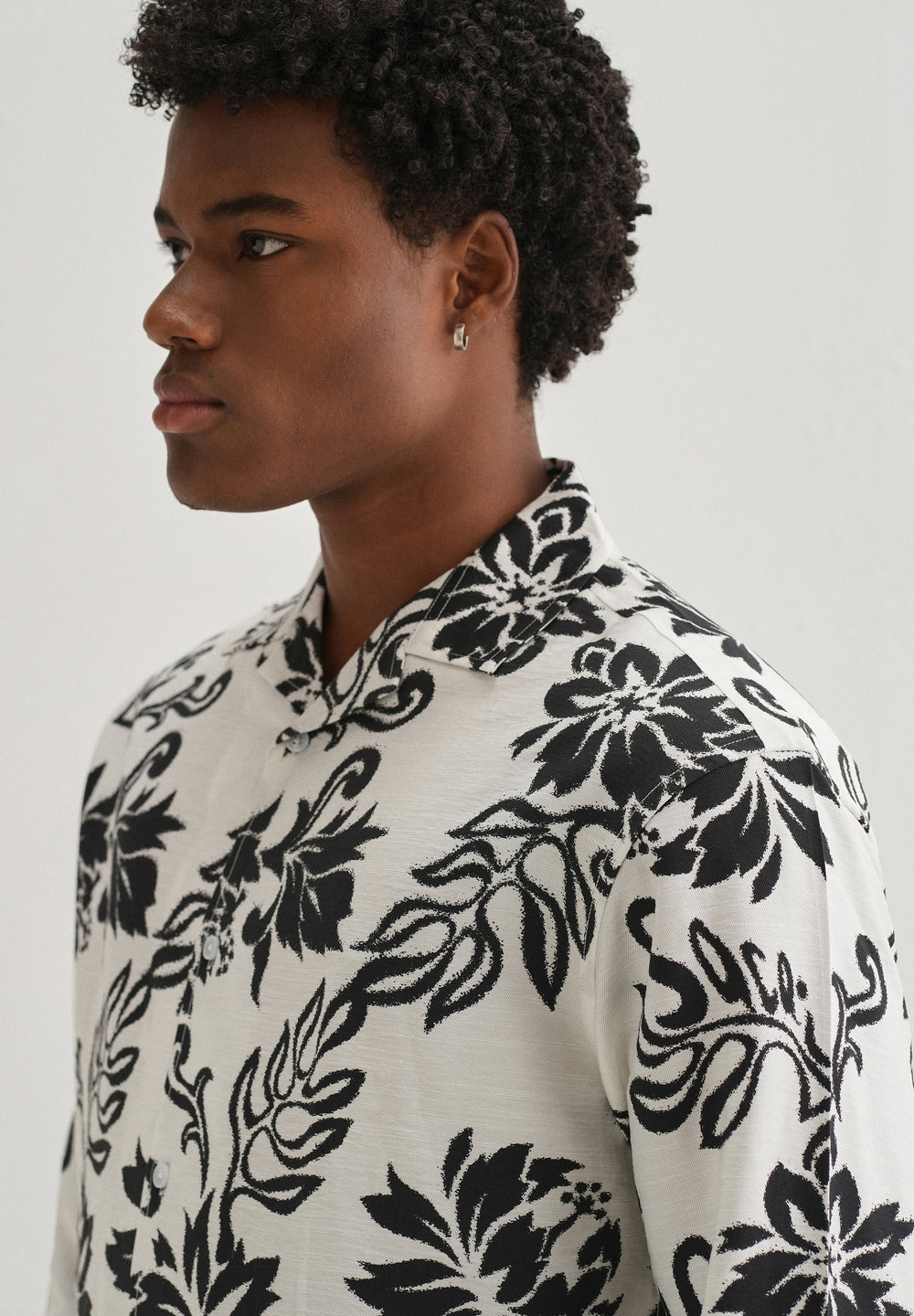 White Classic Floral Printed Shirt