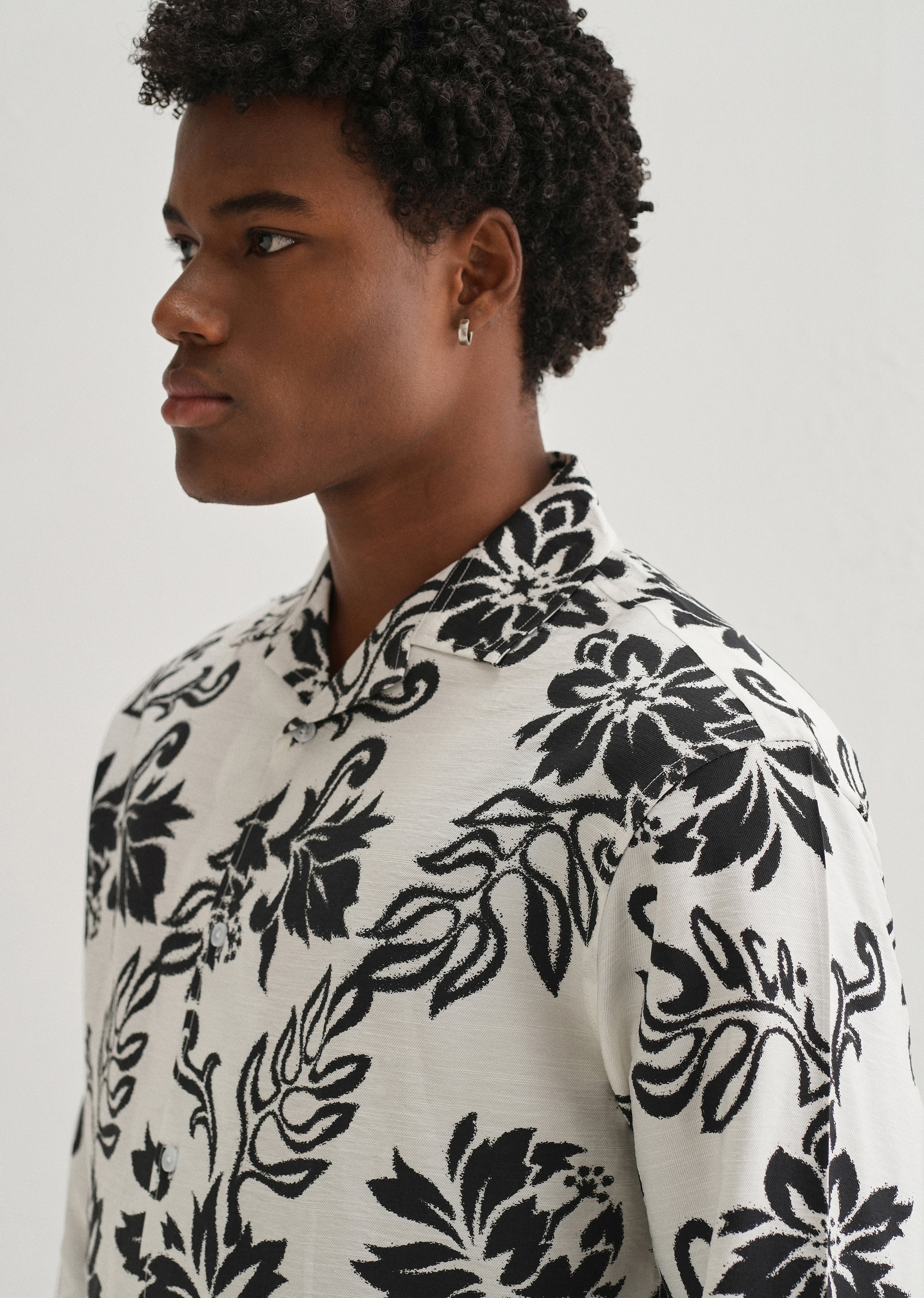 White Classic Floral Printed Shirt