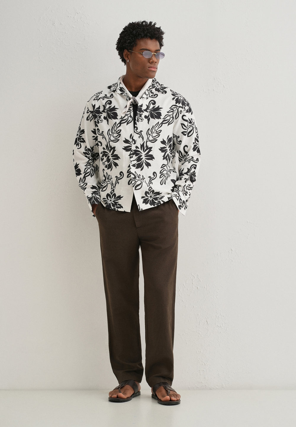 White Classic Floral Printed Shirt