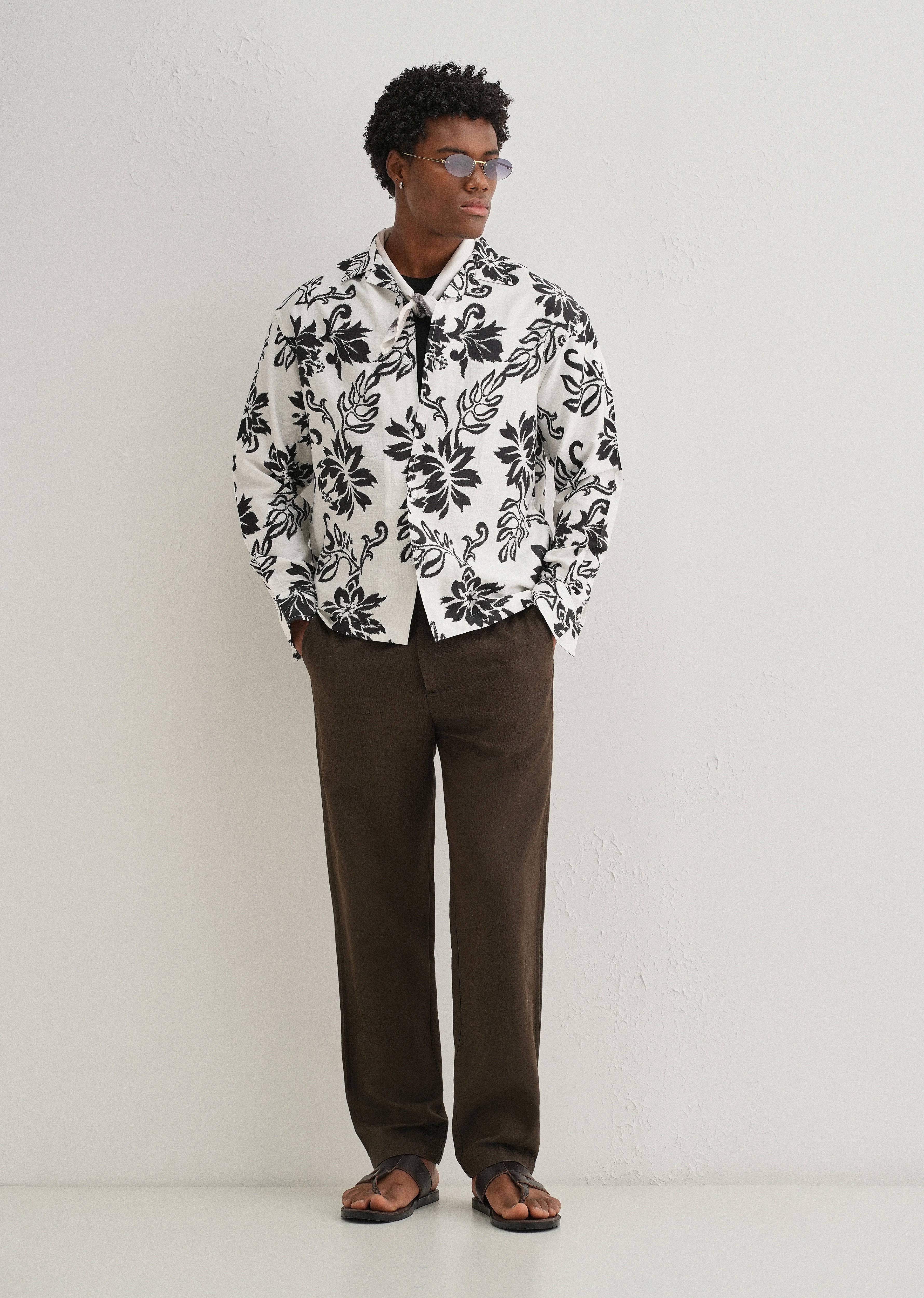 White Classic Floral Printed Shirt