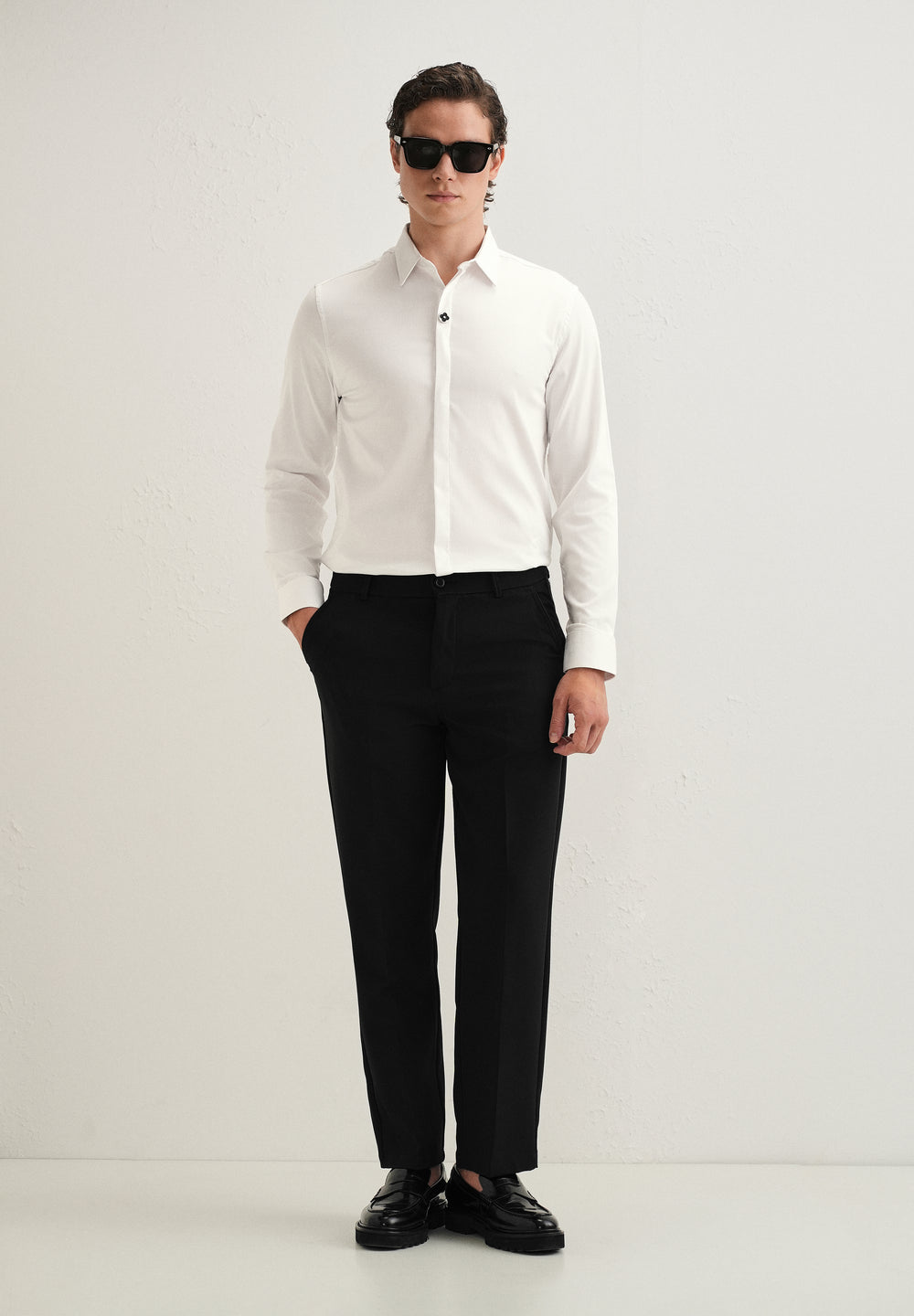 White Clover Button Designer Shirt