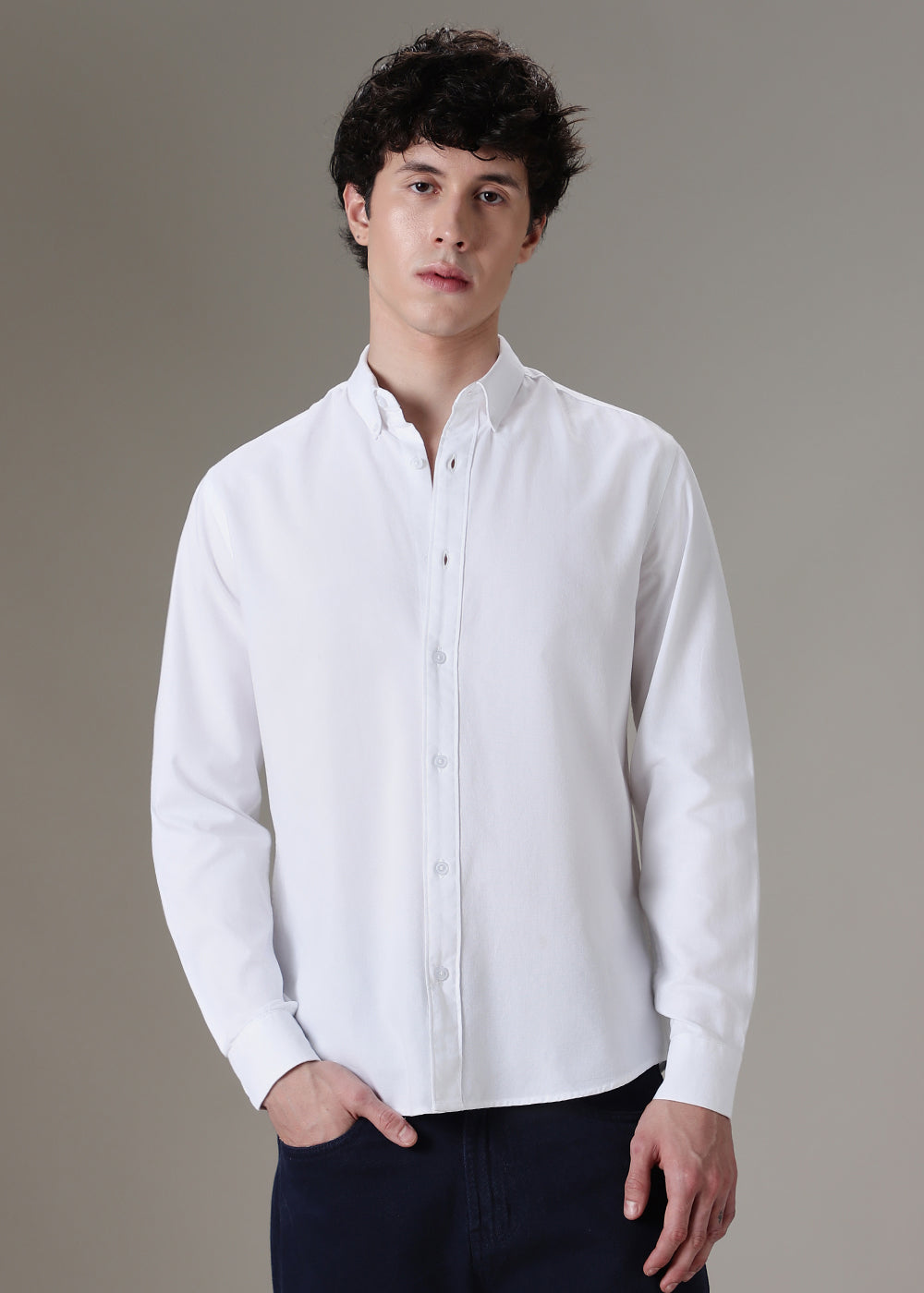 White Elbow Patch Oxford Shirt