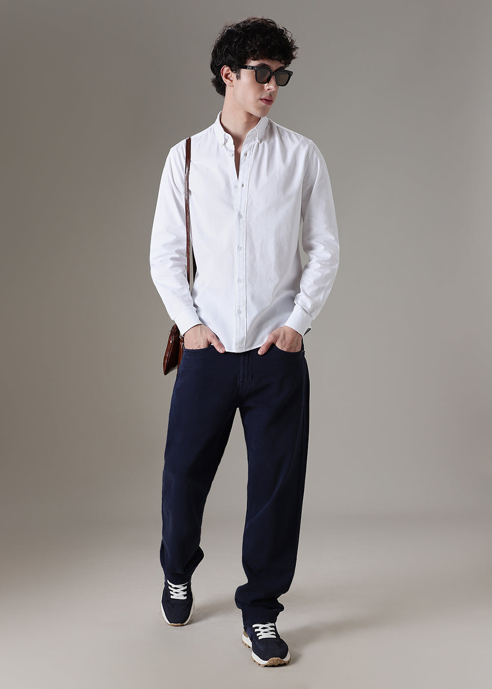 White Elbow Patch Oxford Shirt