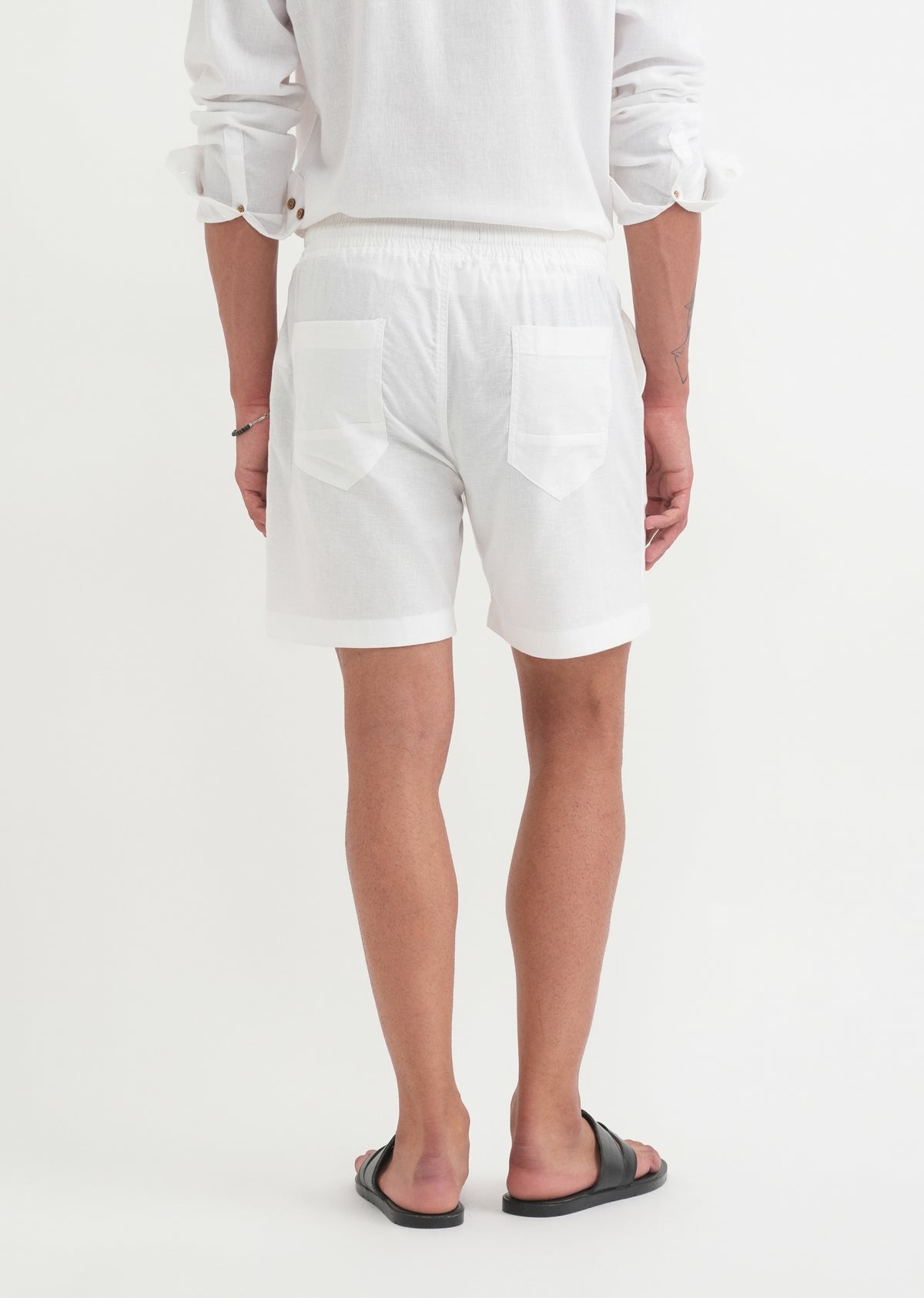White Cotton Blend Shorts