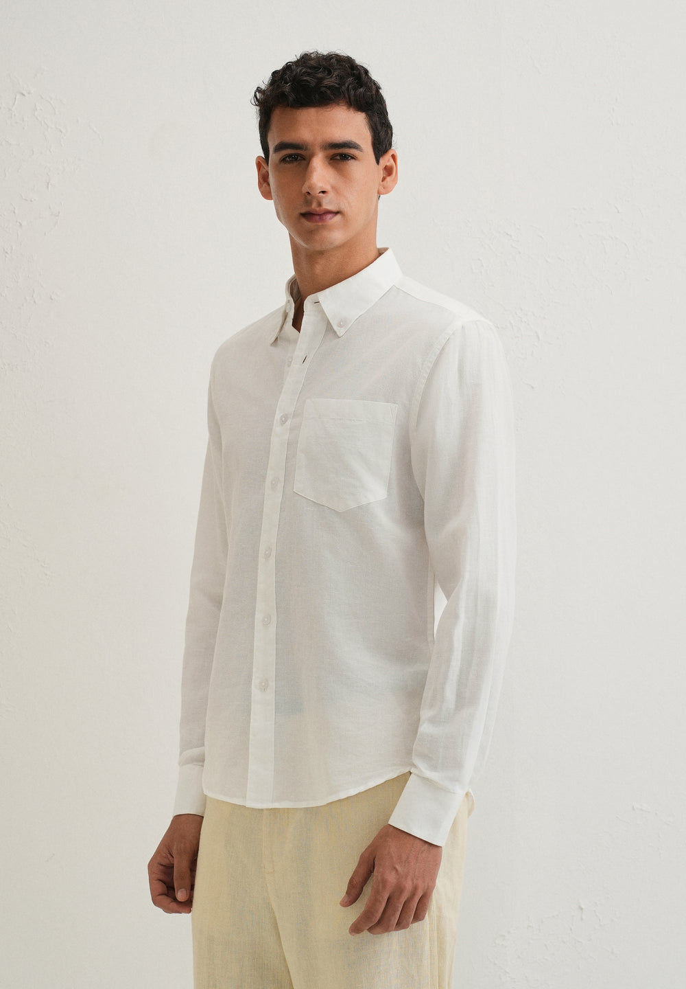 White Cotton Linen Shirt