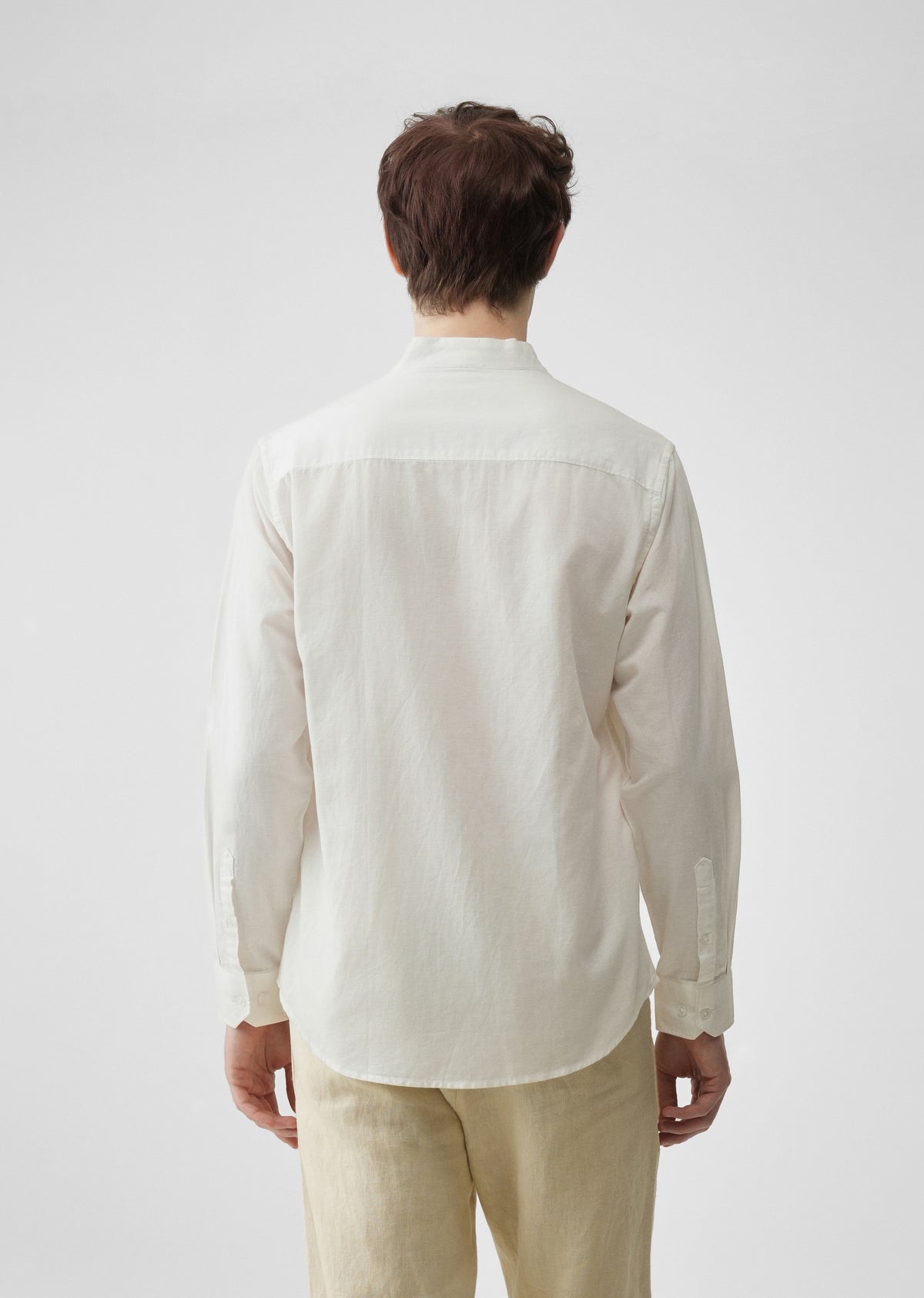 White Star Collar Cotton Linen Shirt