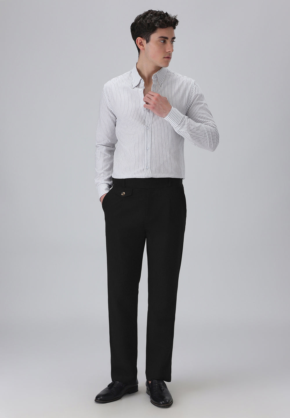 White Cotton Pin Stripe Shirt