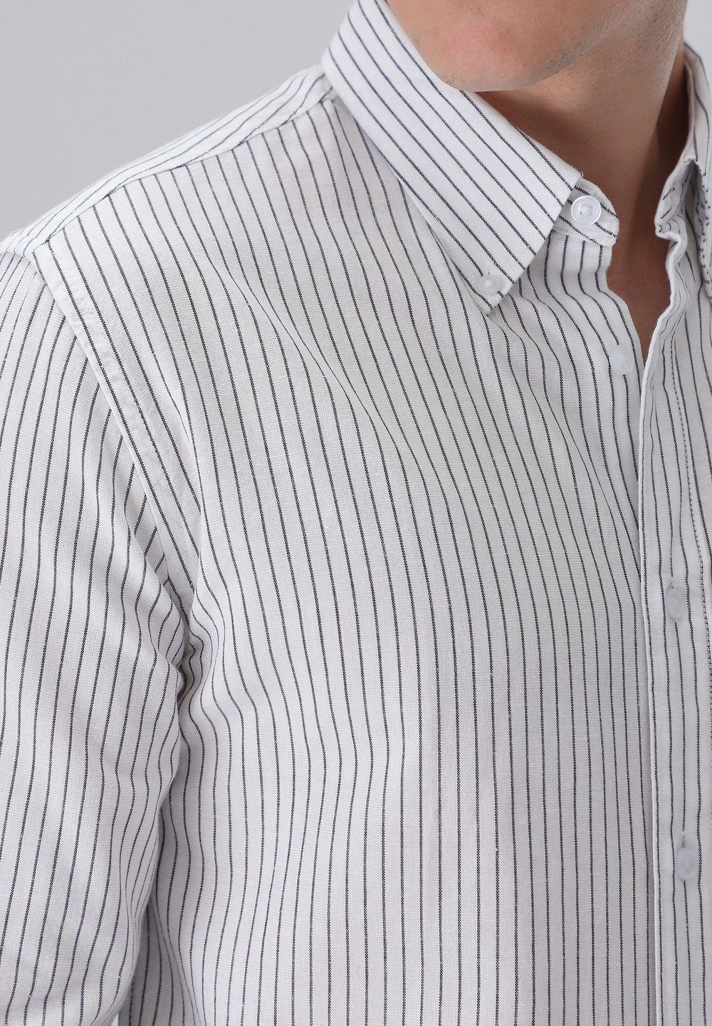 White Cotton Pin Stripe Shirt