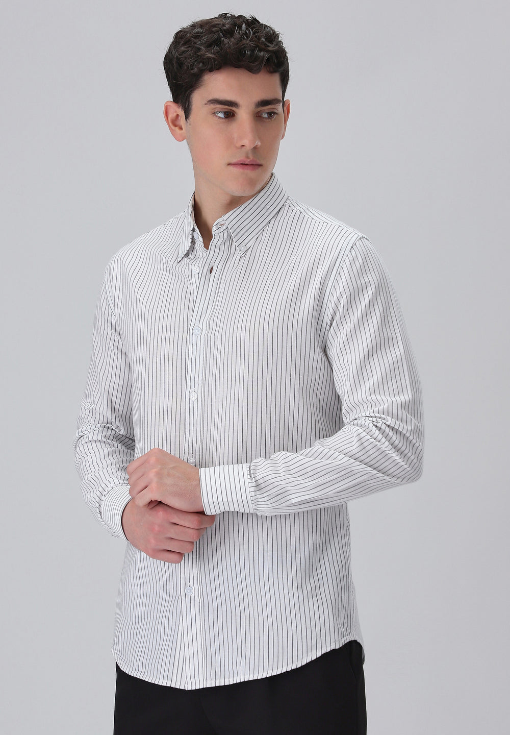 White Cotton Pin Stripe Shirt