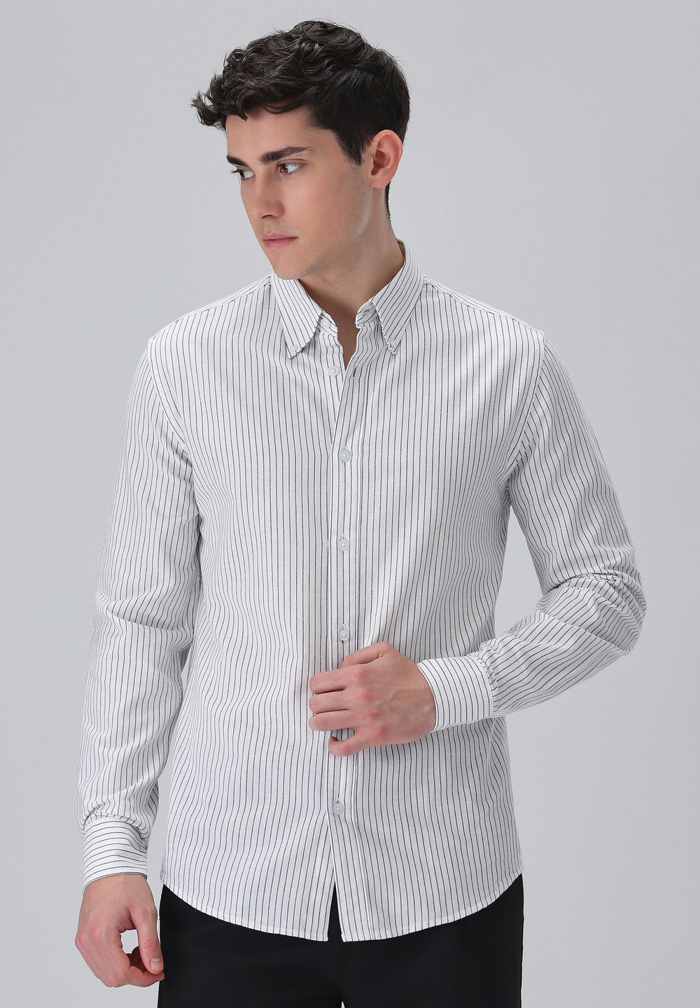 White Cotton Pin Stripe Shirt