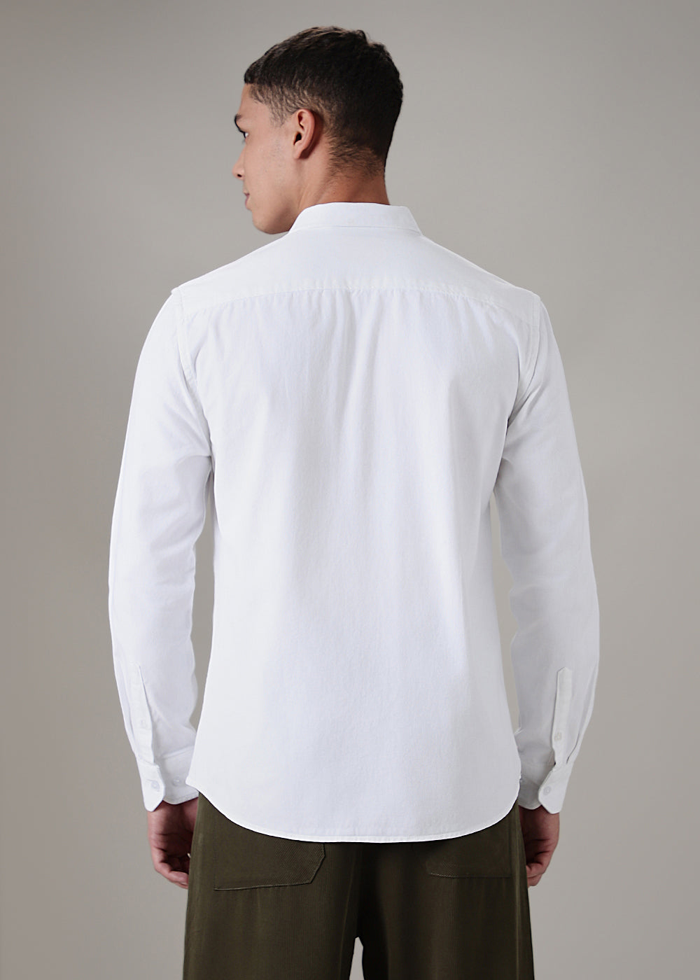 White Cotton Single Pocket Shirt