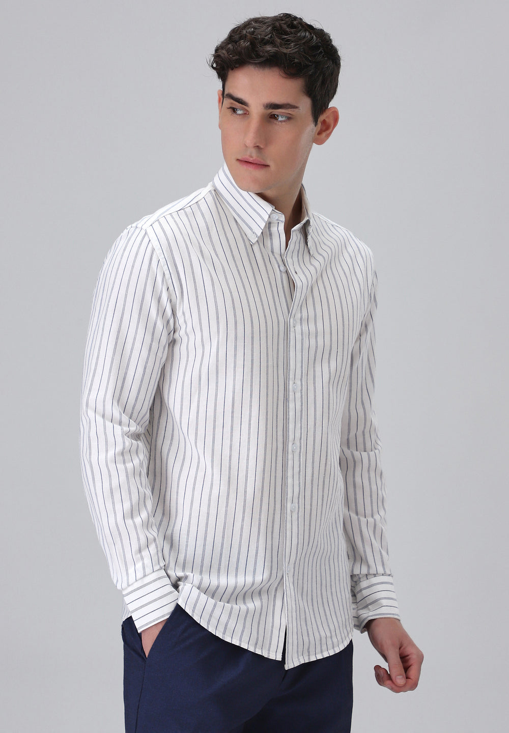 White Cotton Stripe Shirt
