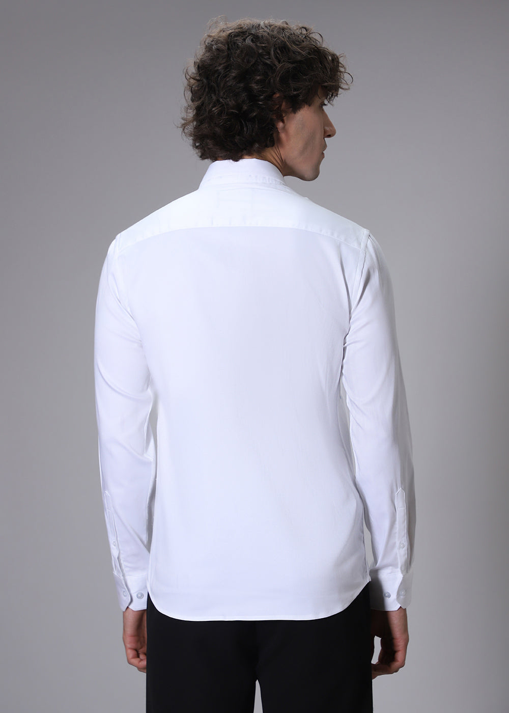 White Crane Embroidery Designer Shirt