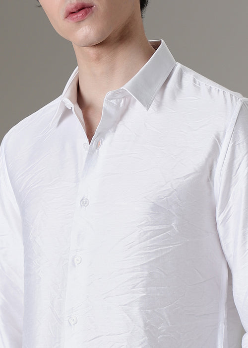 White Crushed Satin Shirt