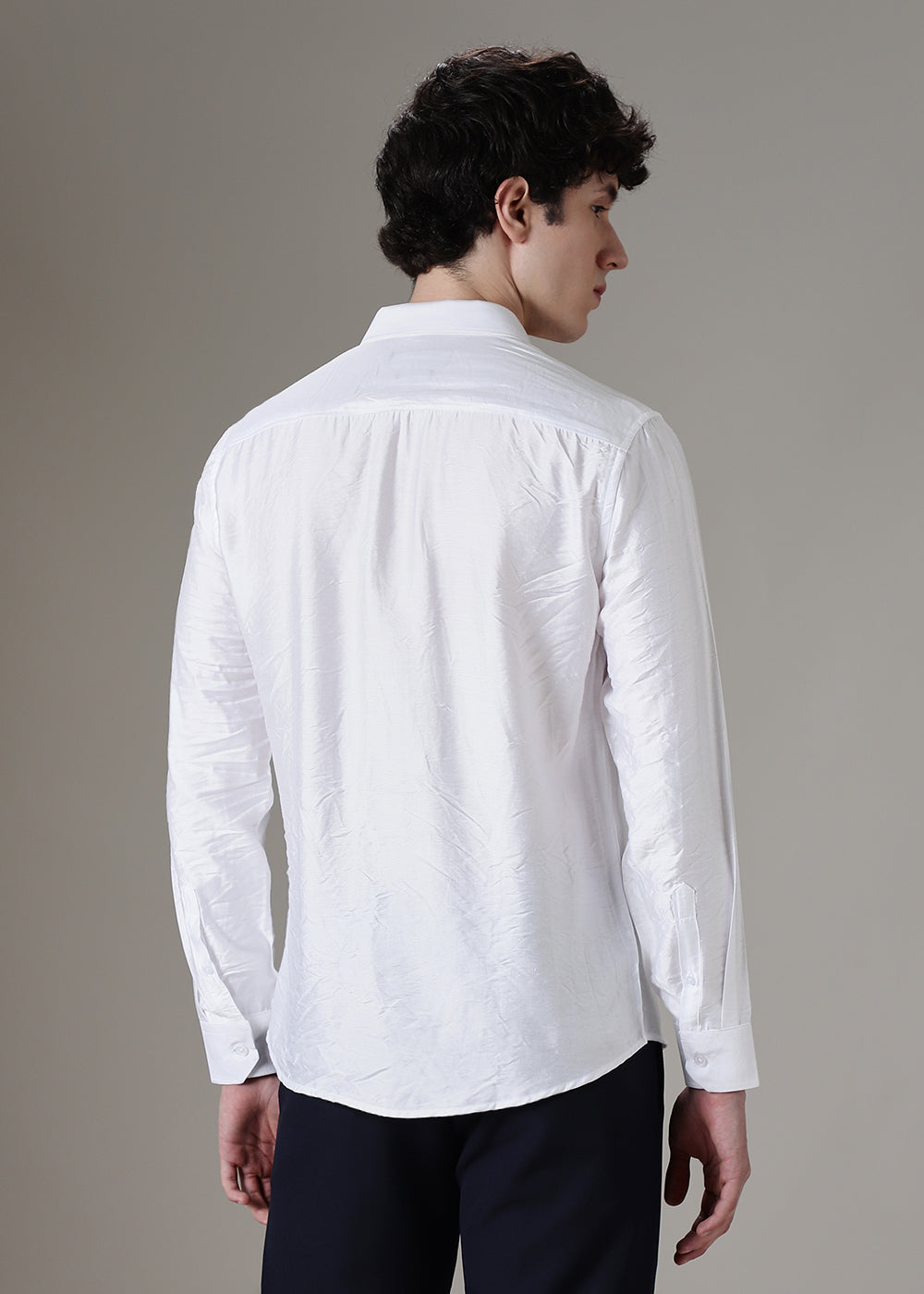 White Crushed Satin Shirt