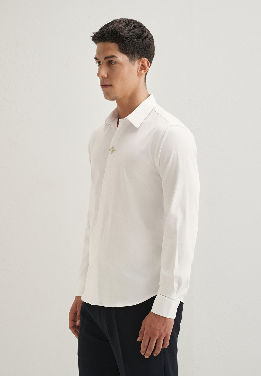 White Crystal Flower Designer Shirt