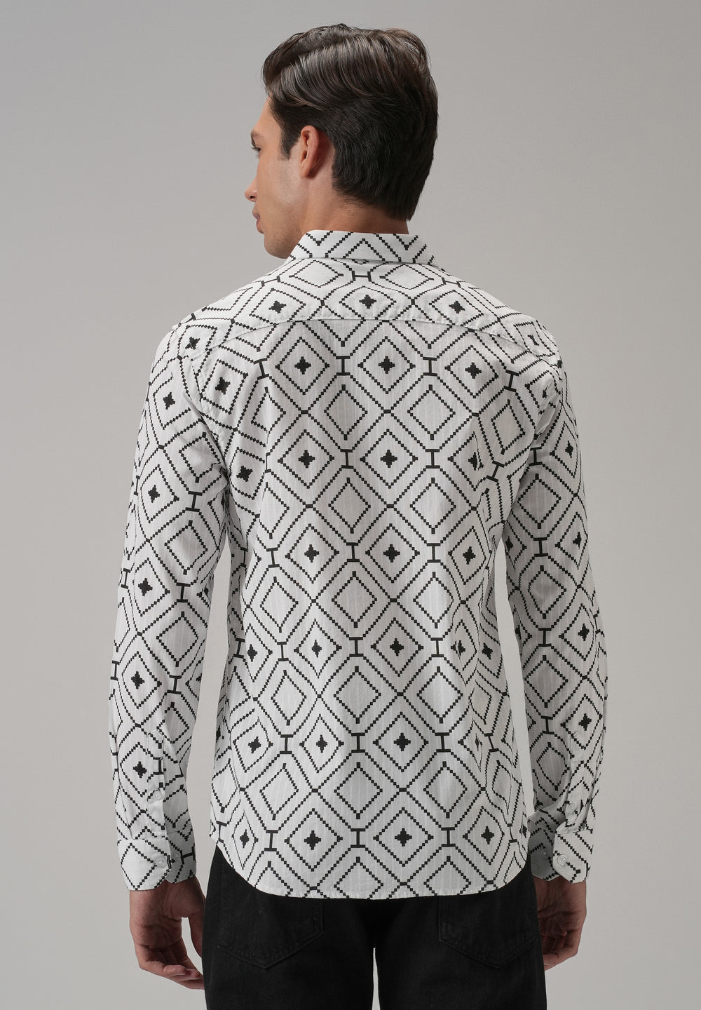White Diamond Pattern Print Shirt