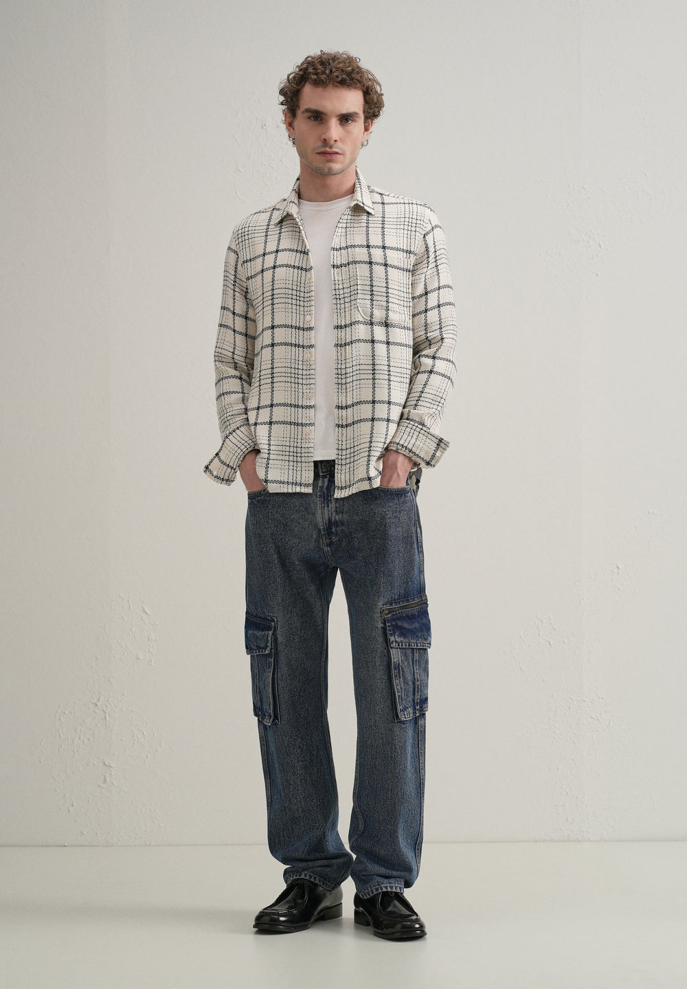White Dobby Check Shirt