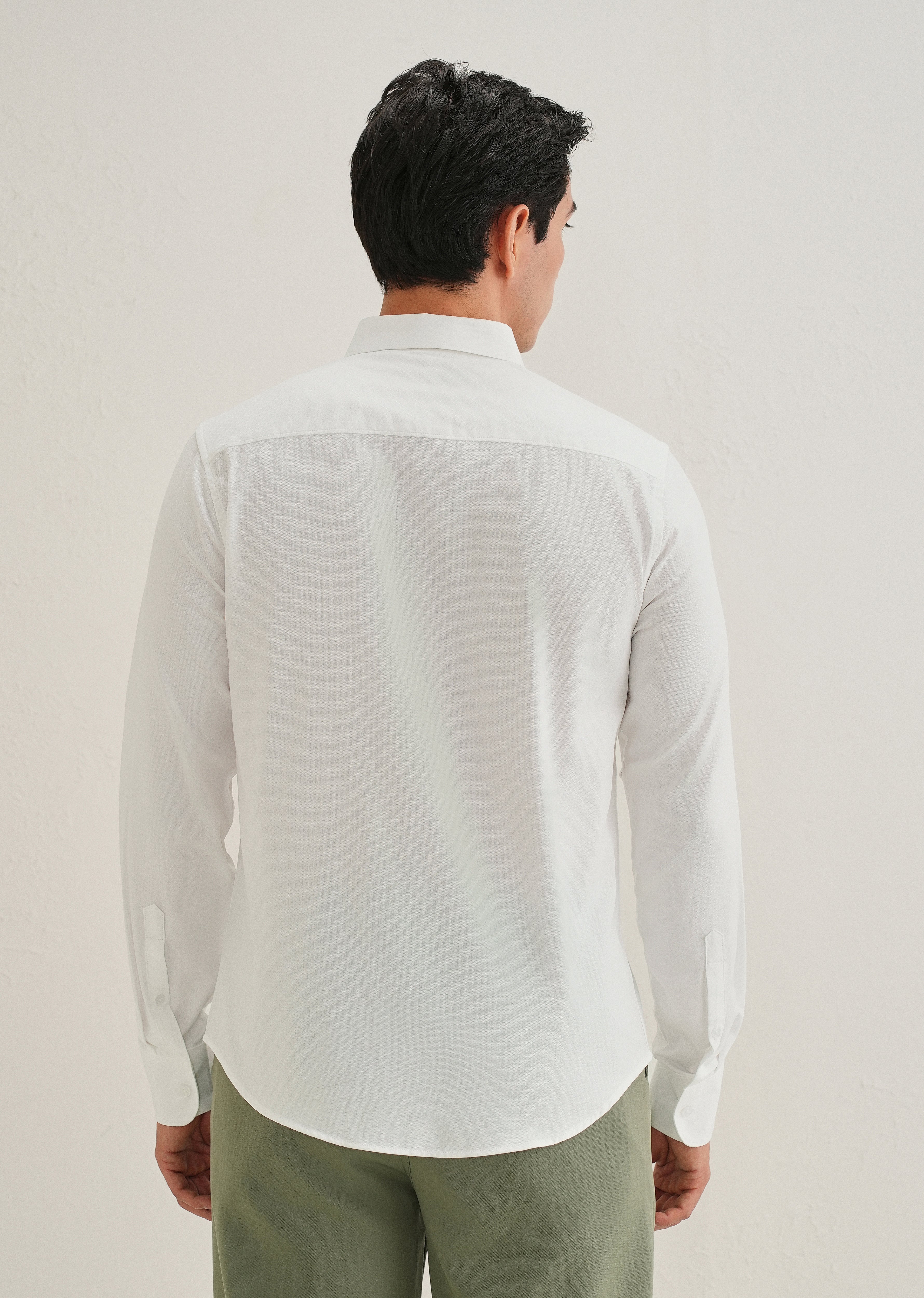 White Dobby Micro-Check Shirt