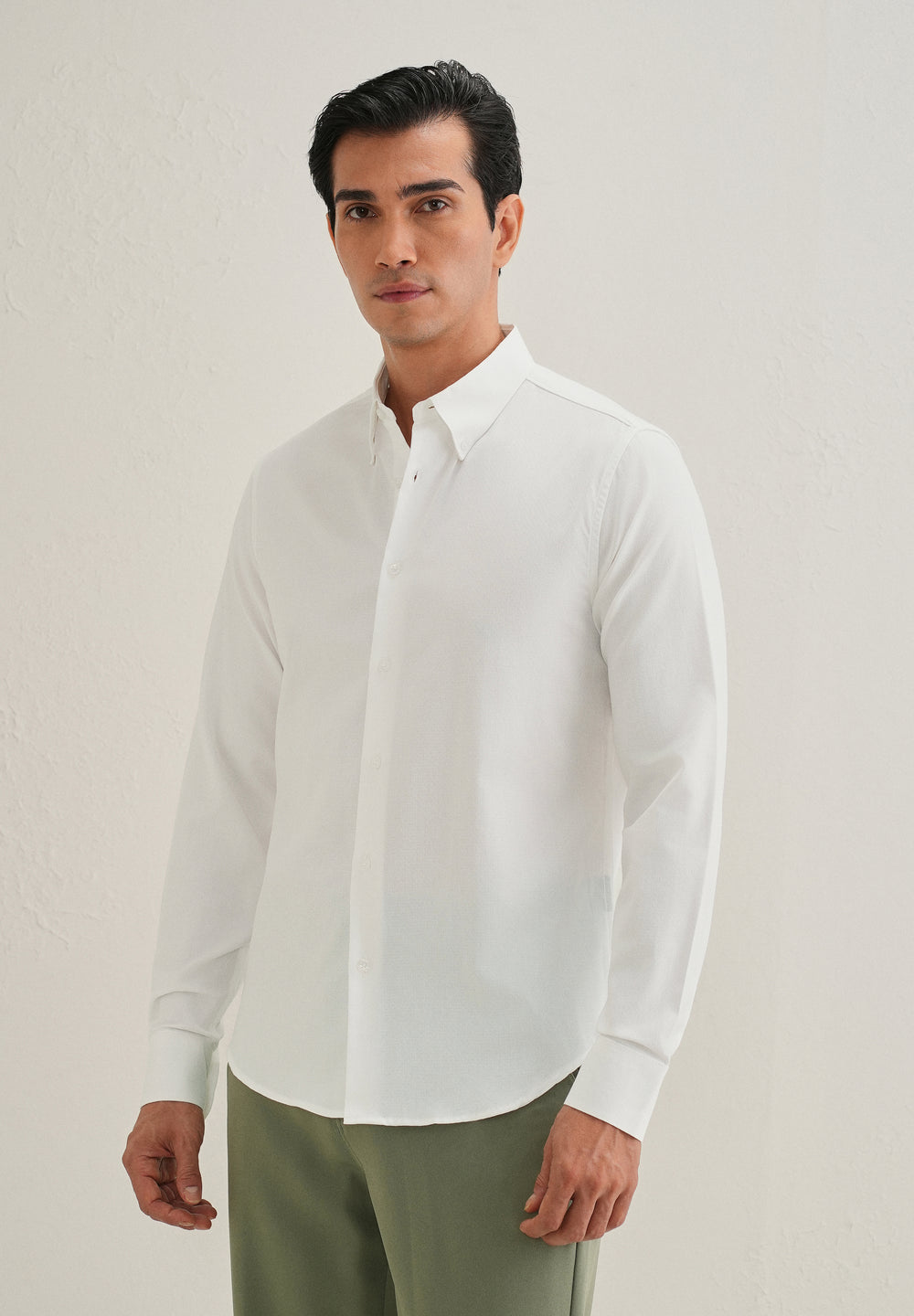 White Dobby Micro-Check Shirt