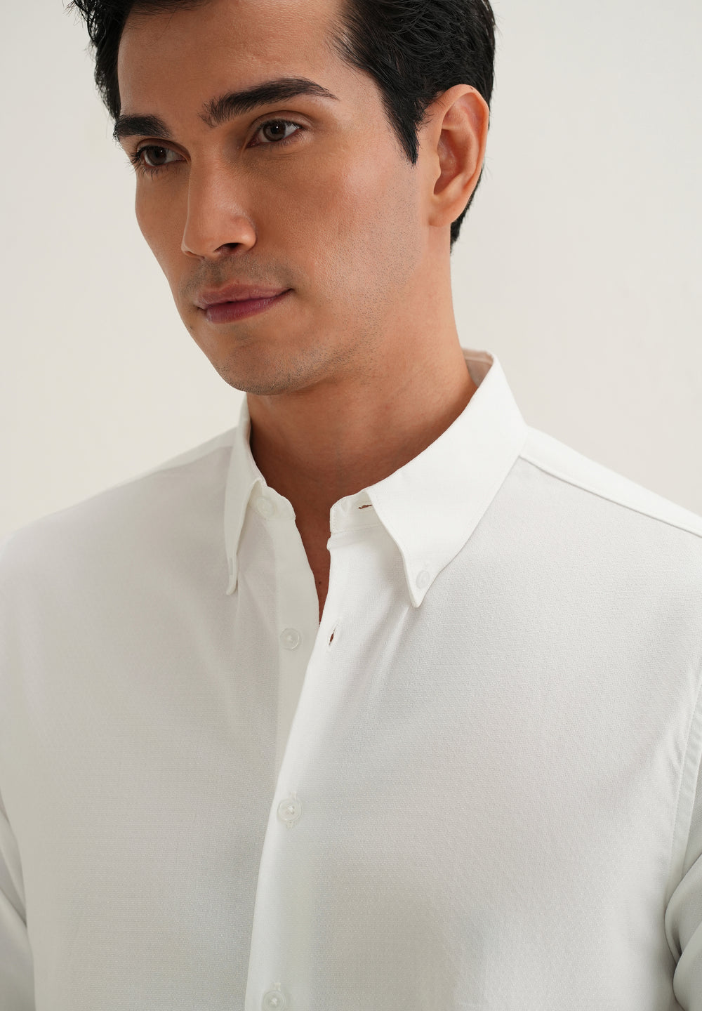 White Dobby Micro-Check Shirt