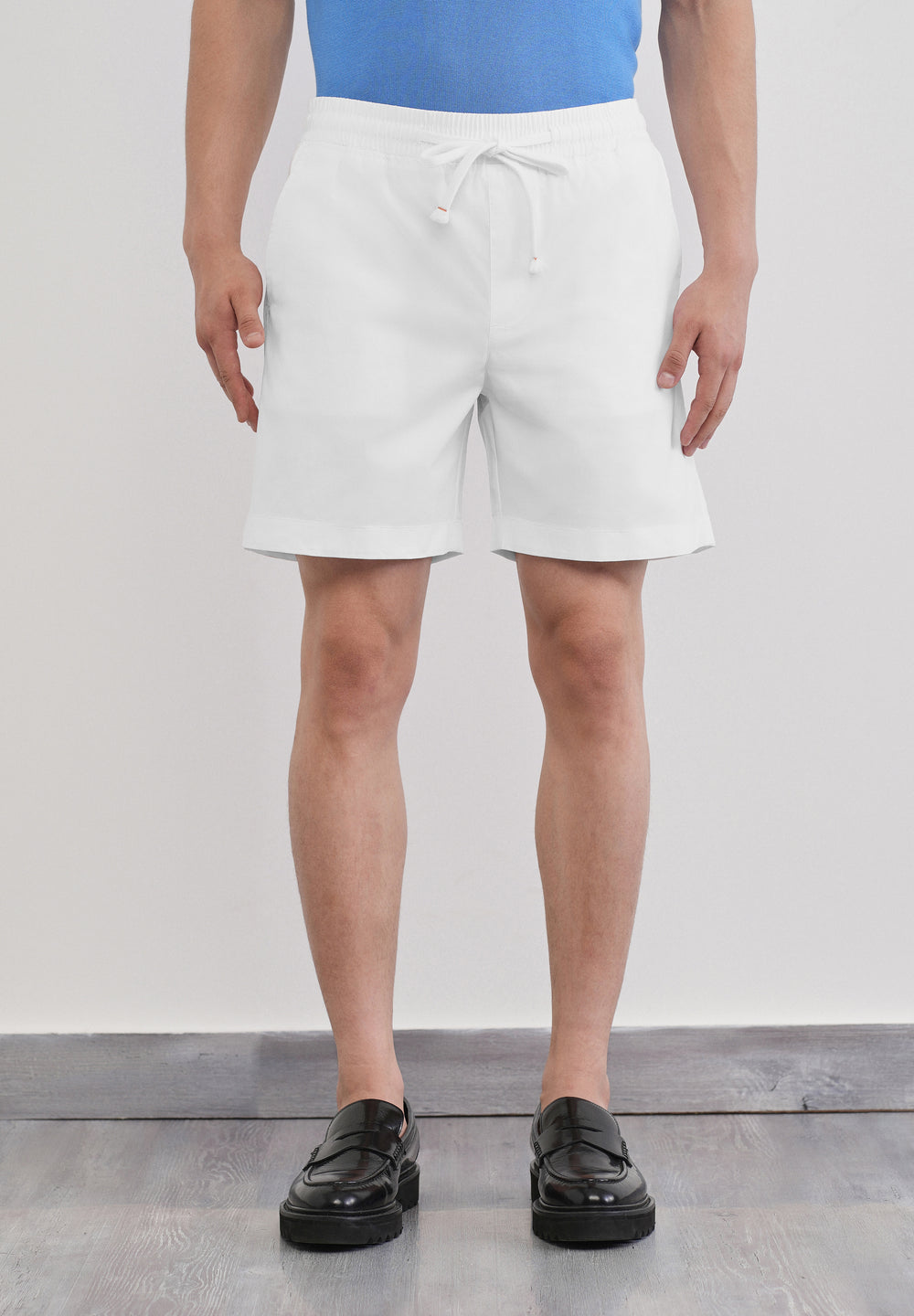 White Drawstring Cotton Shorts