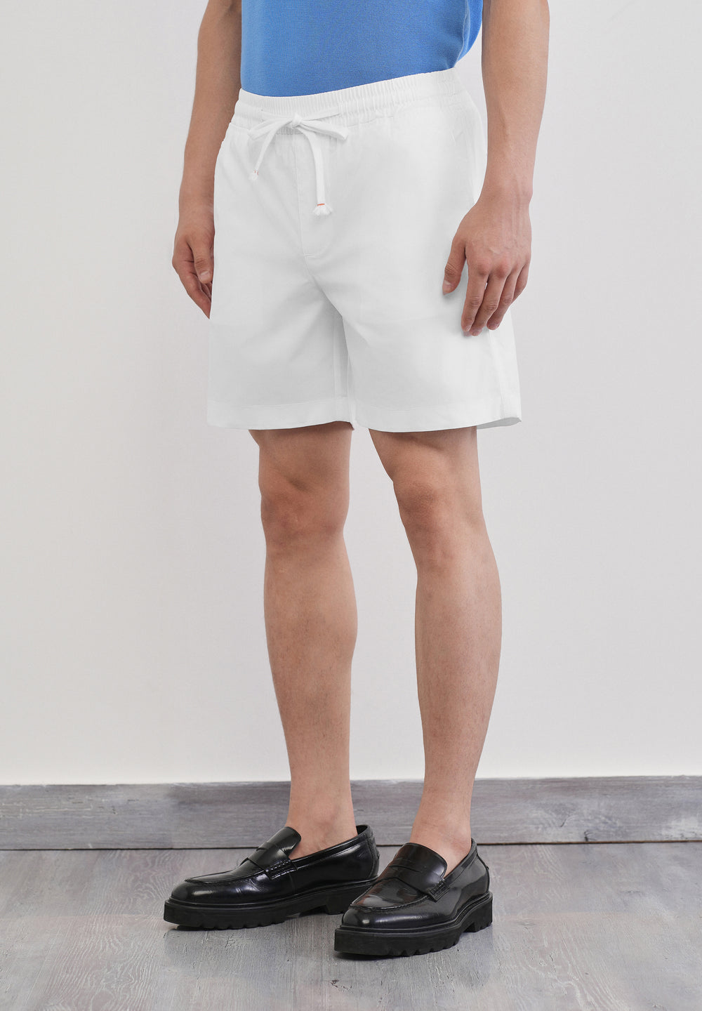 White Drawstring Cotton Shorts