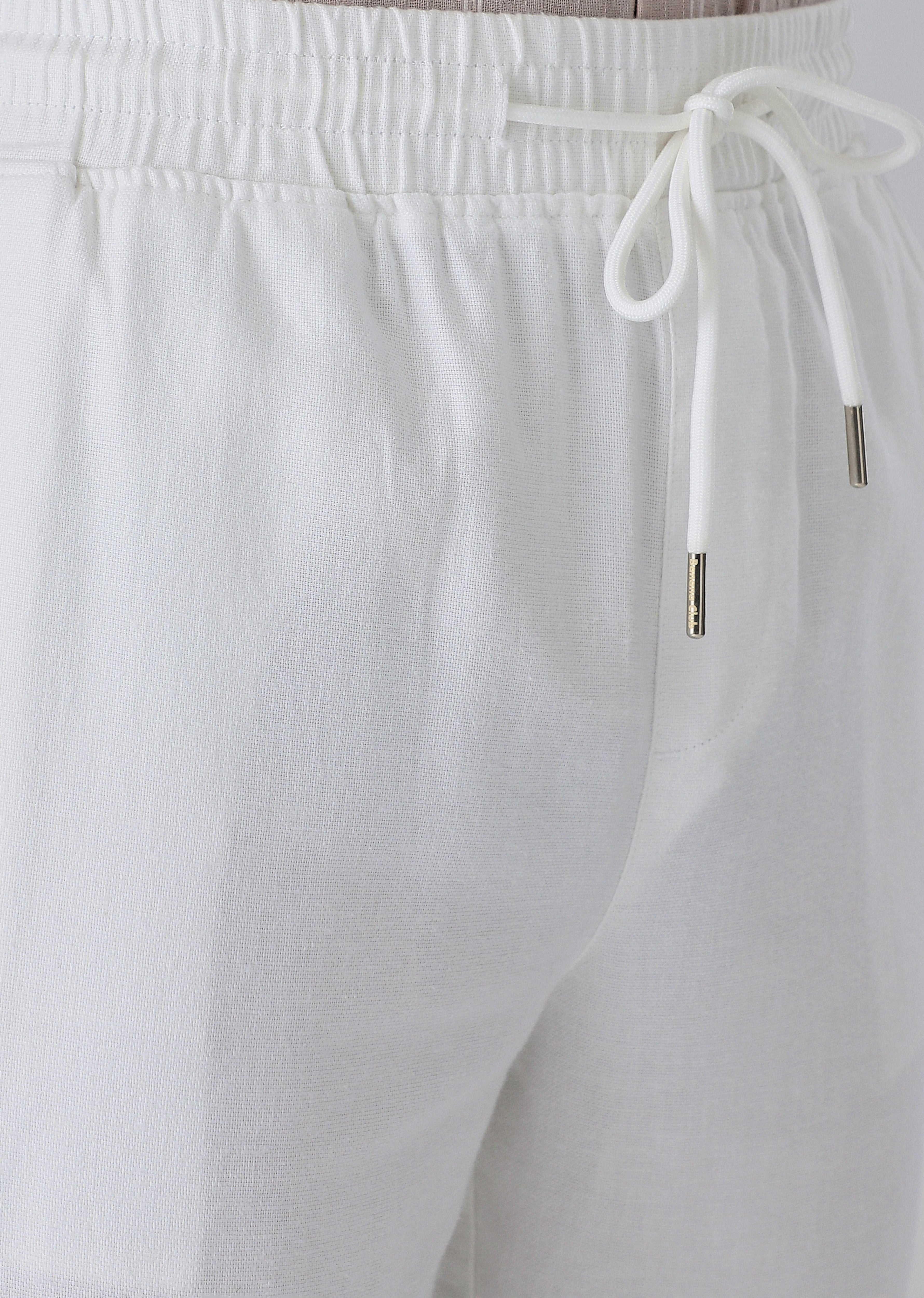 White Drawstring Linen Pant