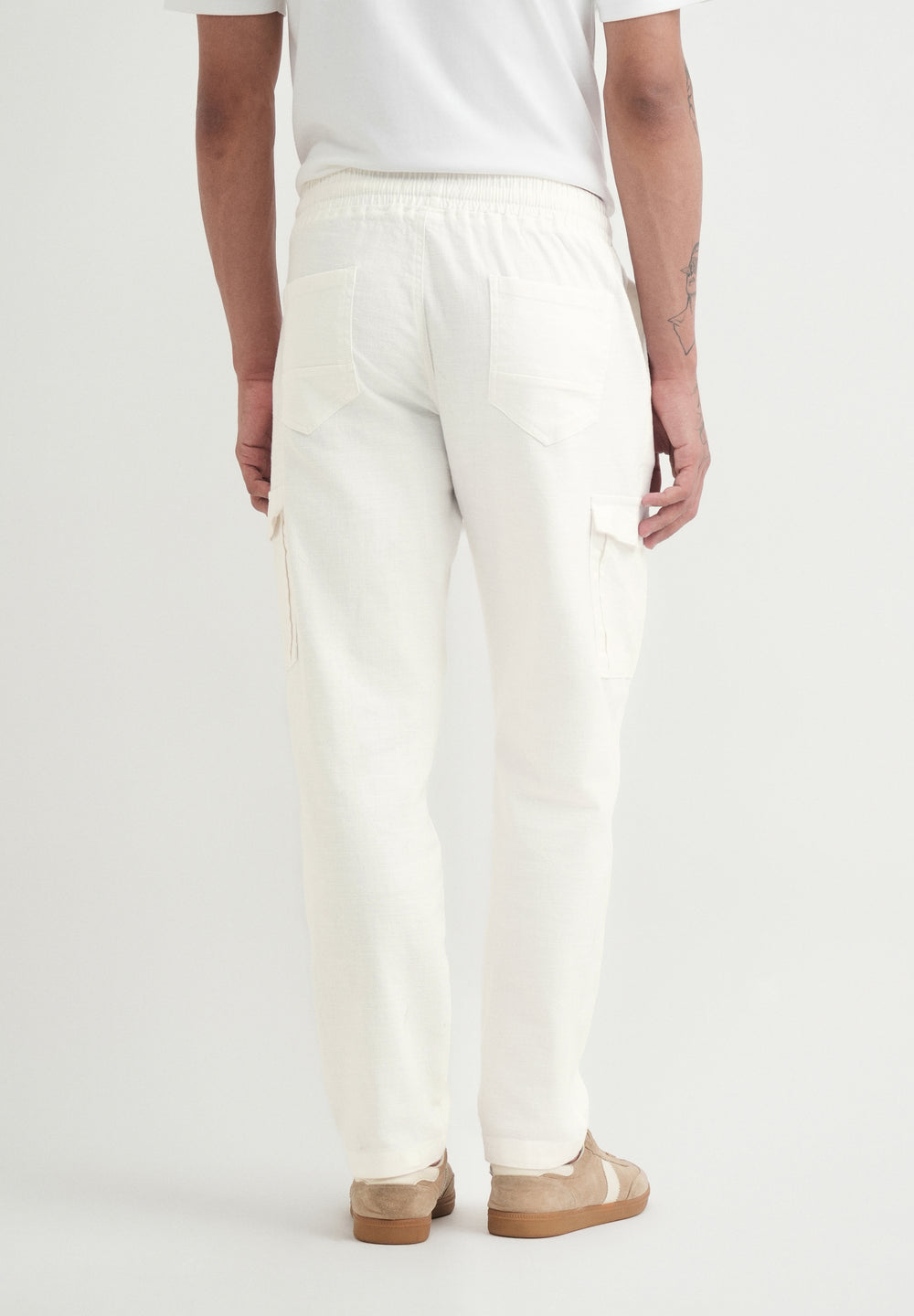 White Elasticated Relaxed Fit Cargo Pant