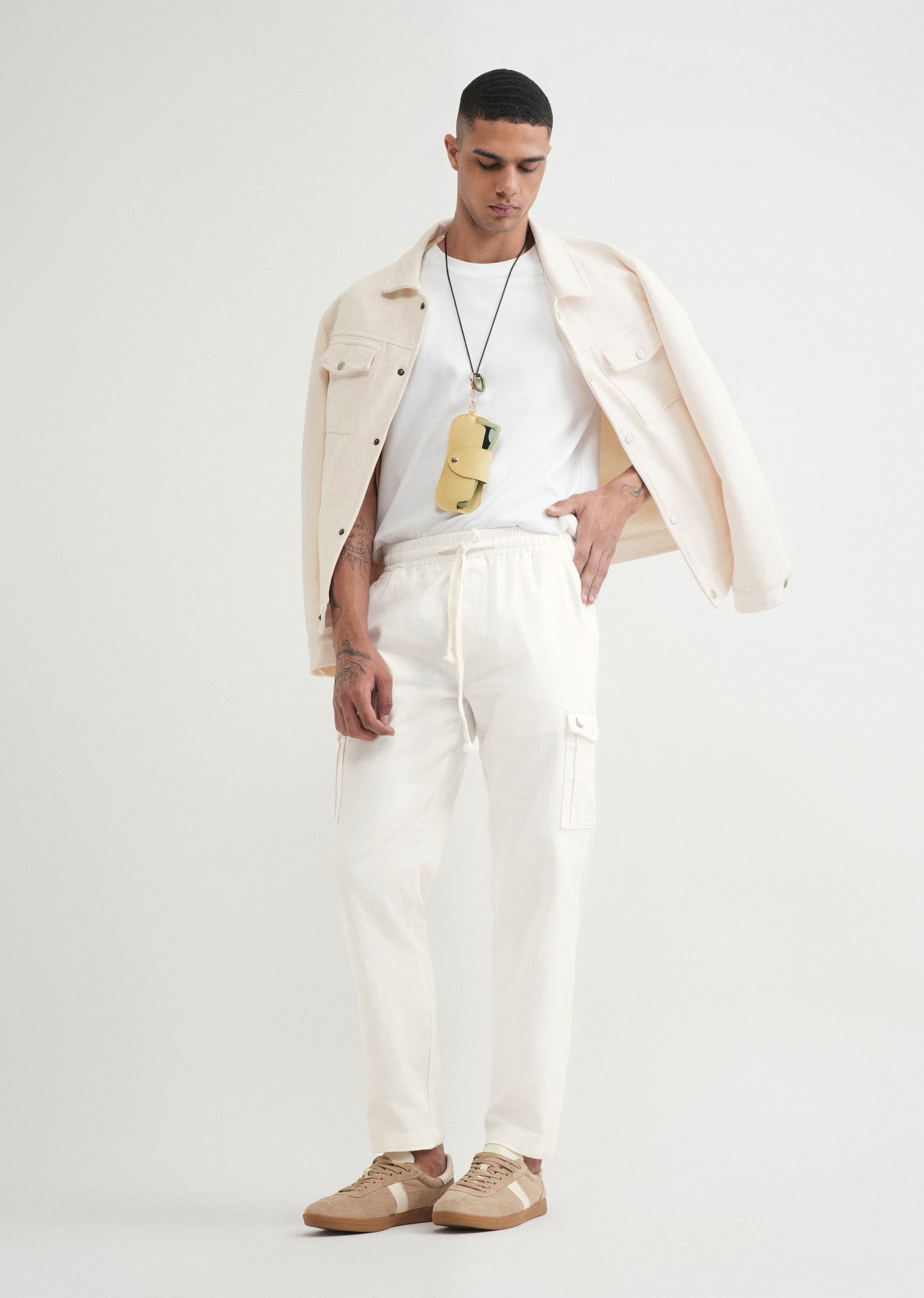White Elasticated Relaxed Fit Cargo Pant