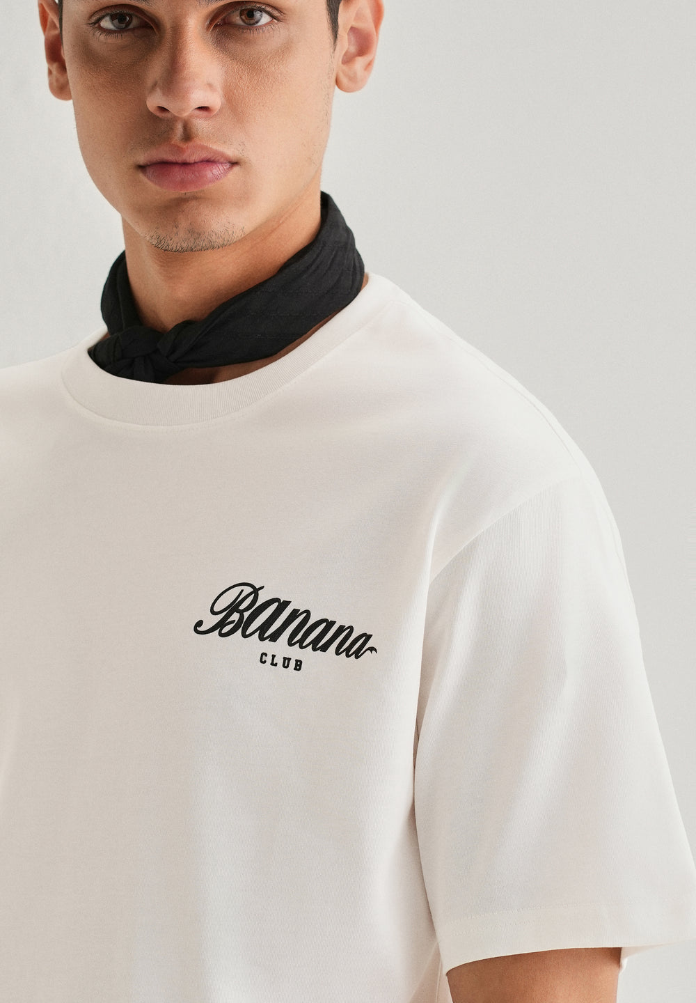 White Embossed Printed Oversized T-shirt