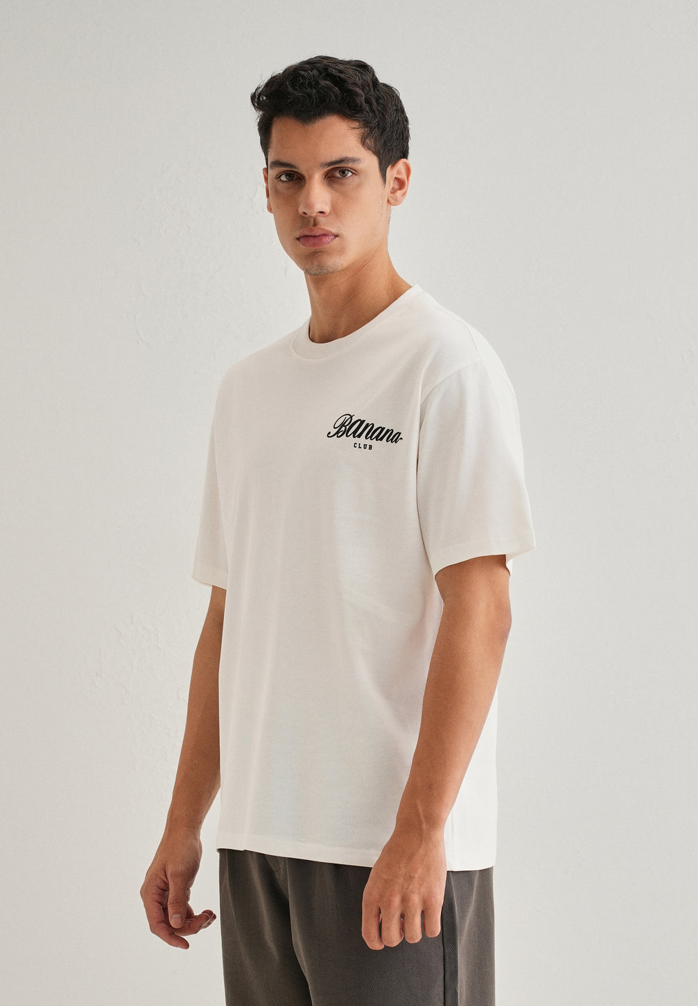 White Embossed Printed Oversized T-shirt
