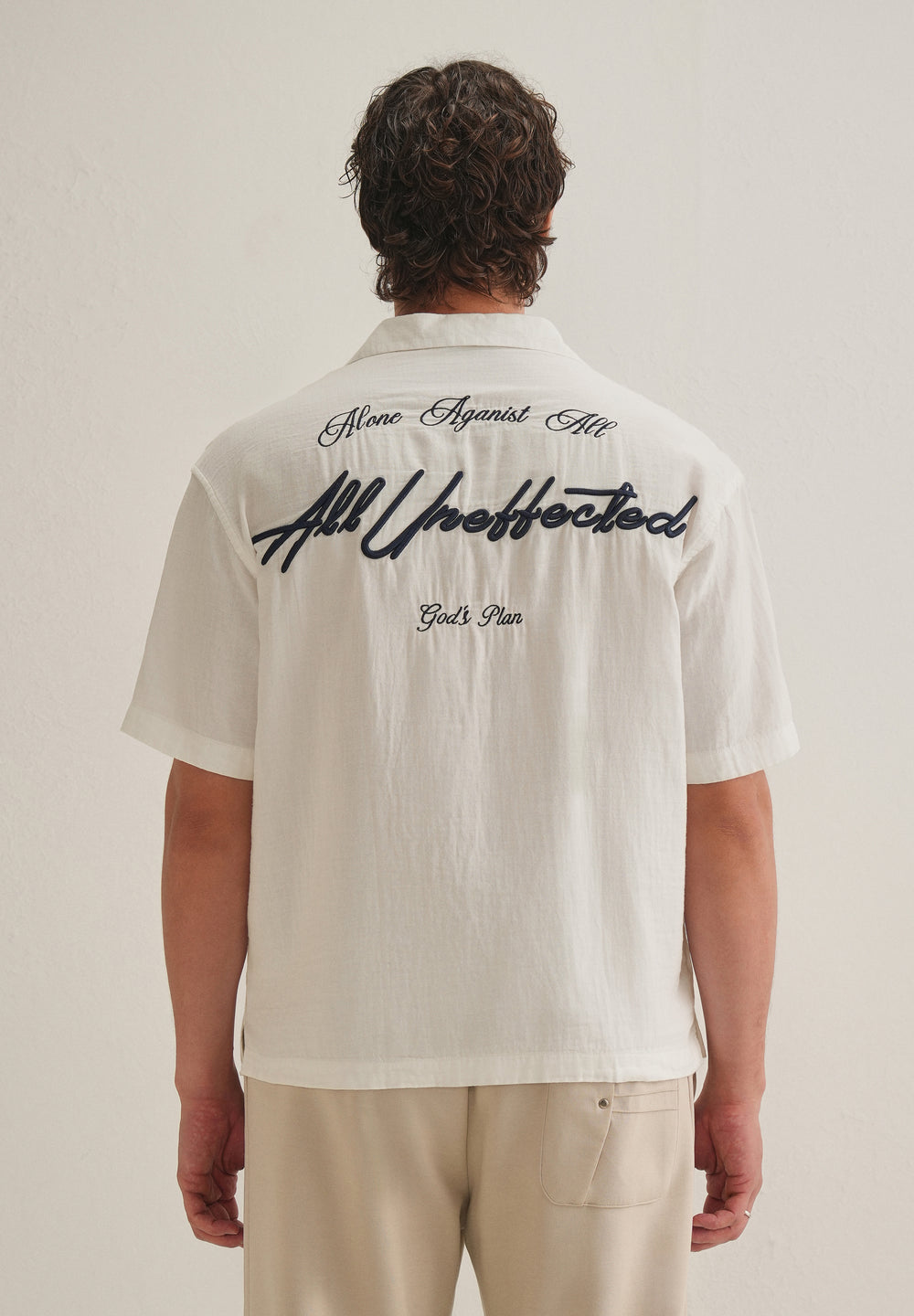 White Embroidered Double Cloth Cotton Shirt