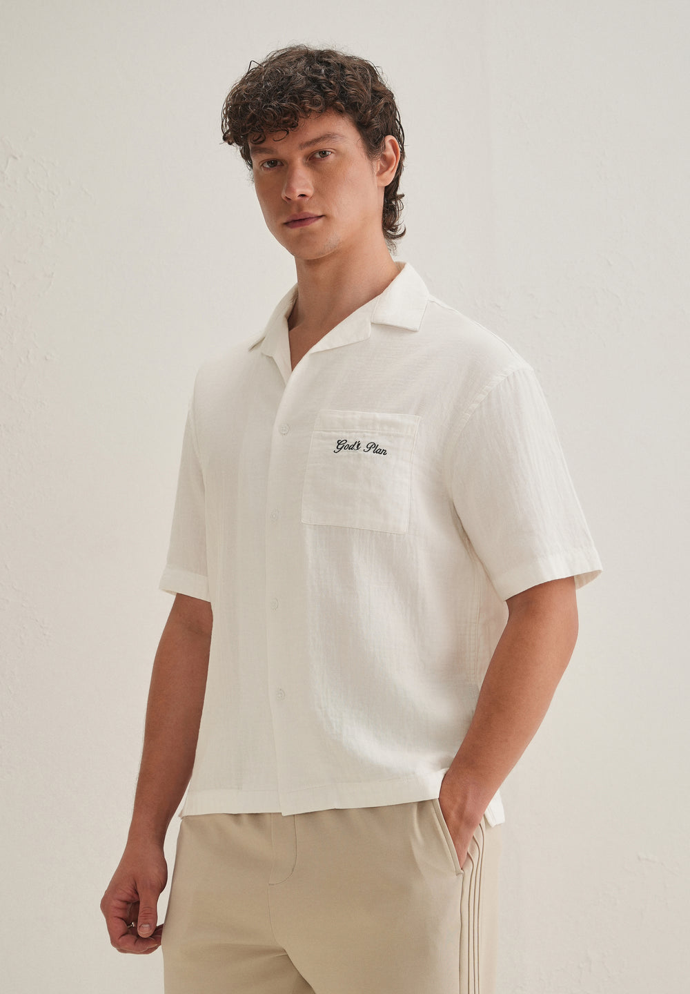 White Embroidered Double Cloth Cotton Shirt