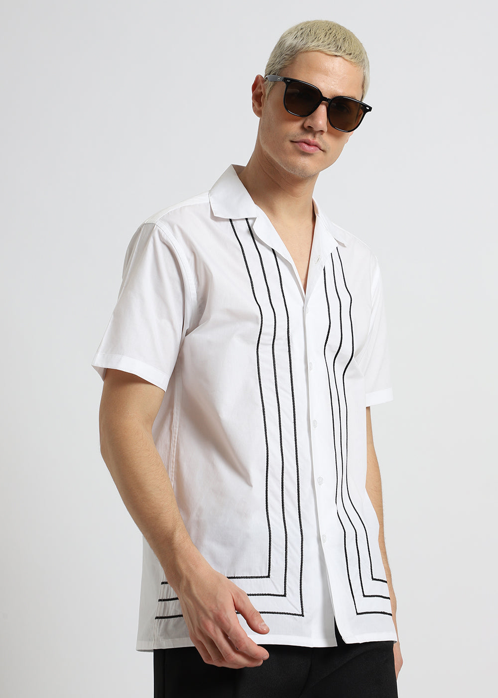 White Line Embroidery Shirt