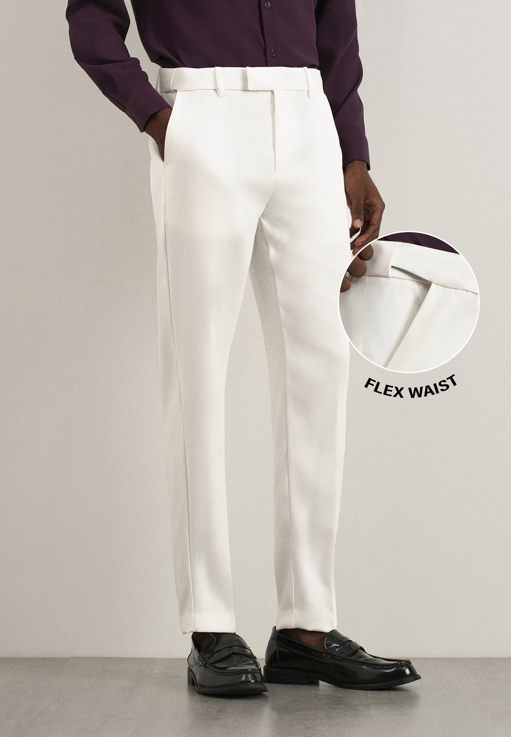 White Flex Waist Slim Fit Trouser